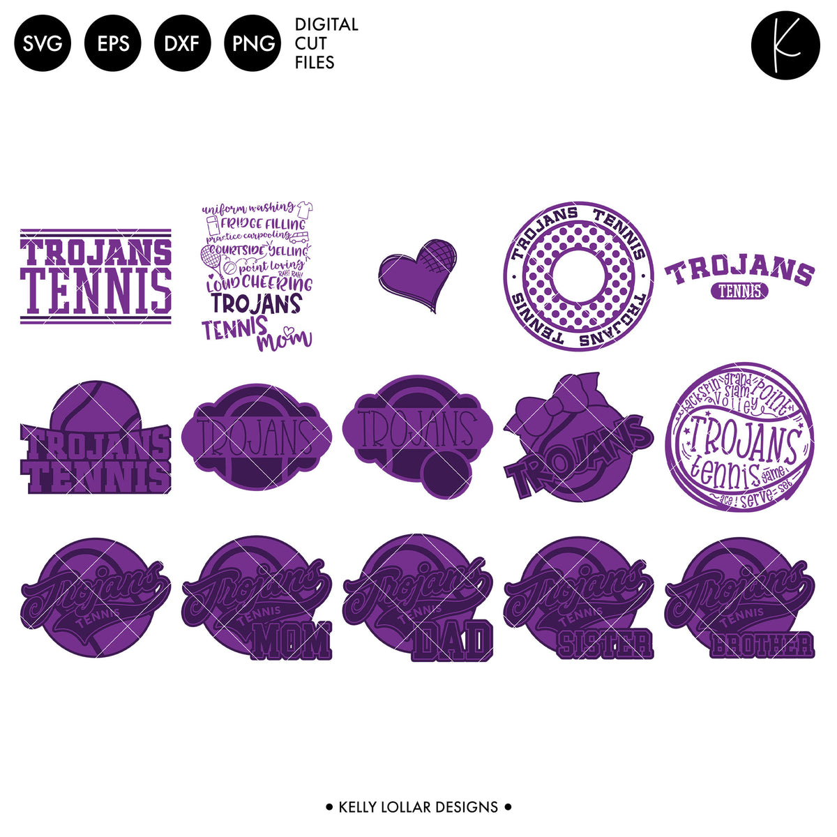 Trojans Tennis Bundle | SVG DXF EPS PNG Cut Files