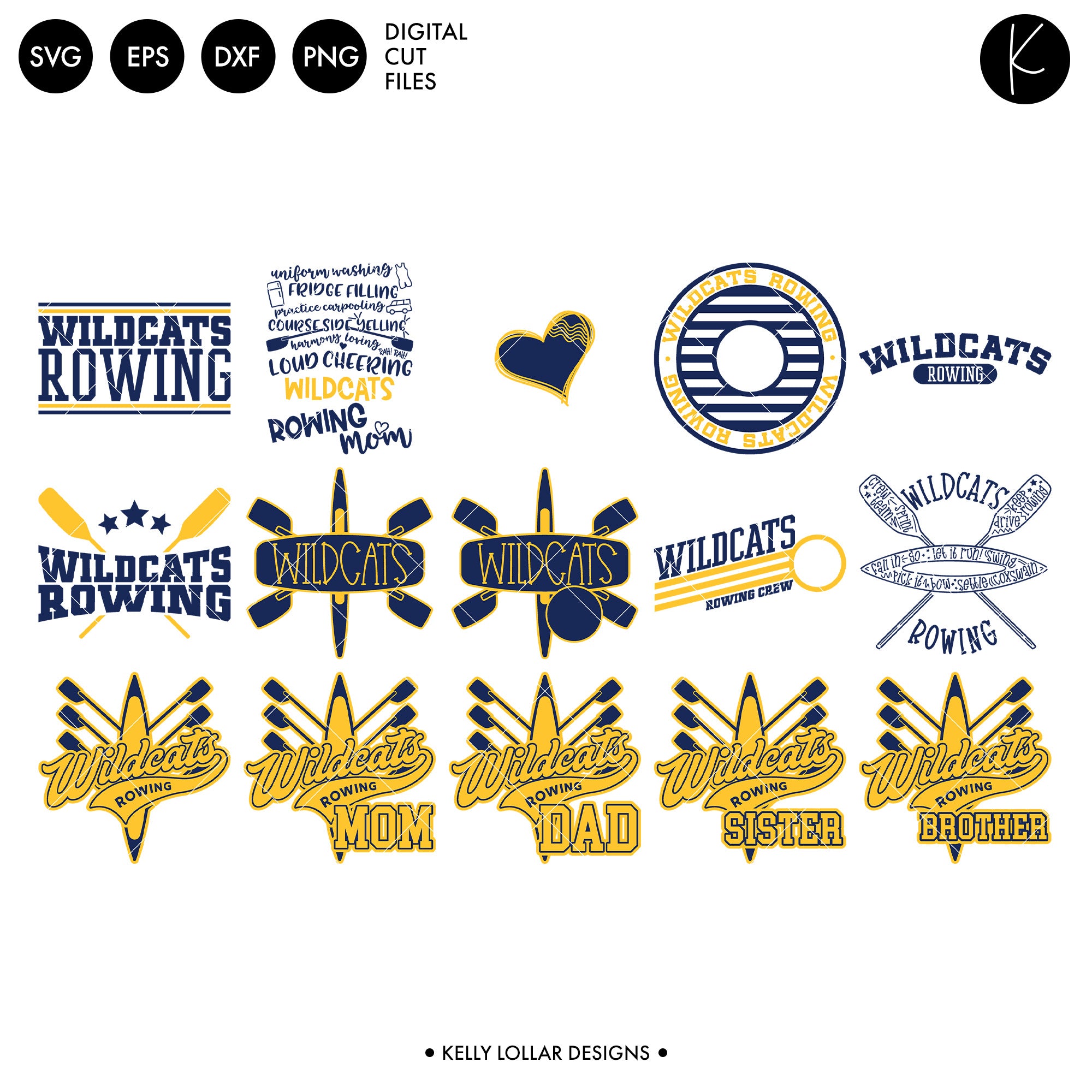 Wildcat Rowing Wildcats Rowing Crew Bundle | SVG DXF EPS PNG Cut Files - Kelly Lollar ...