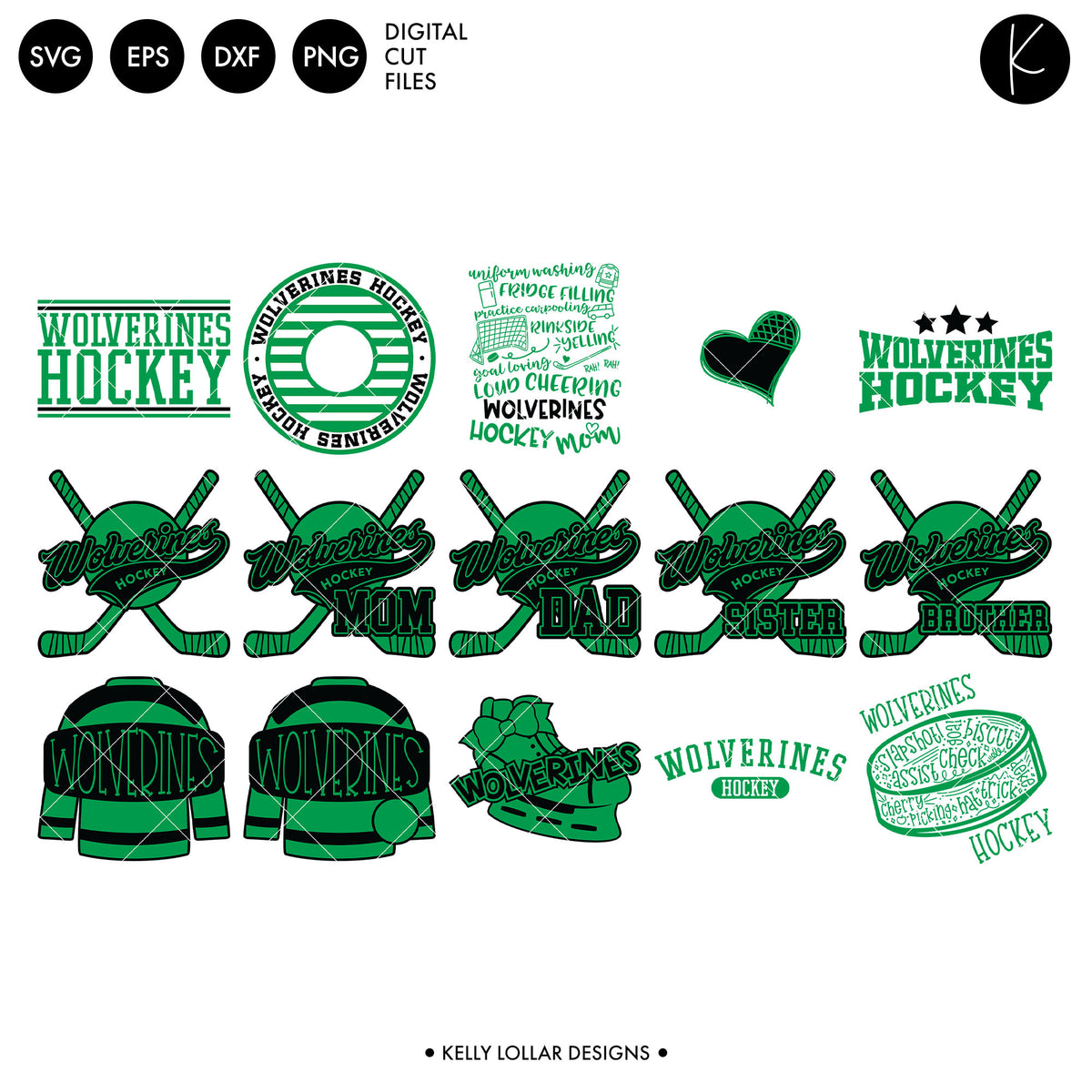 Wolverines Hockey Bundle | SVG DXF EPS PNG Cut Files