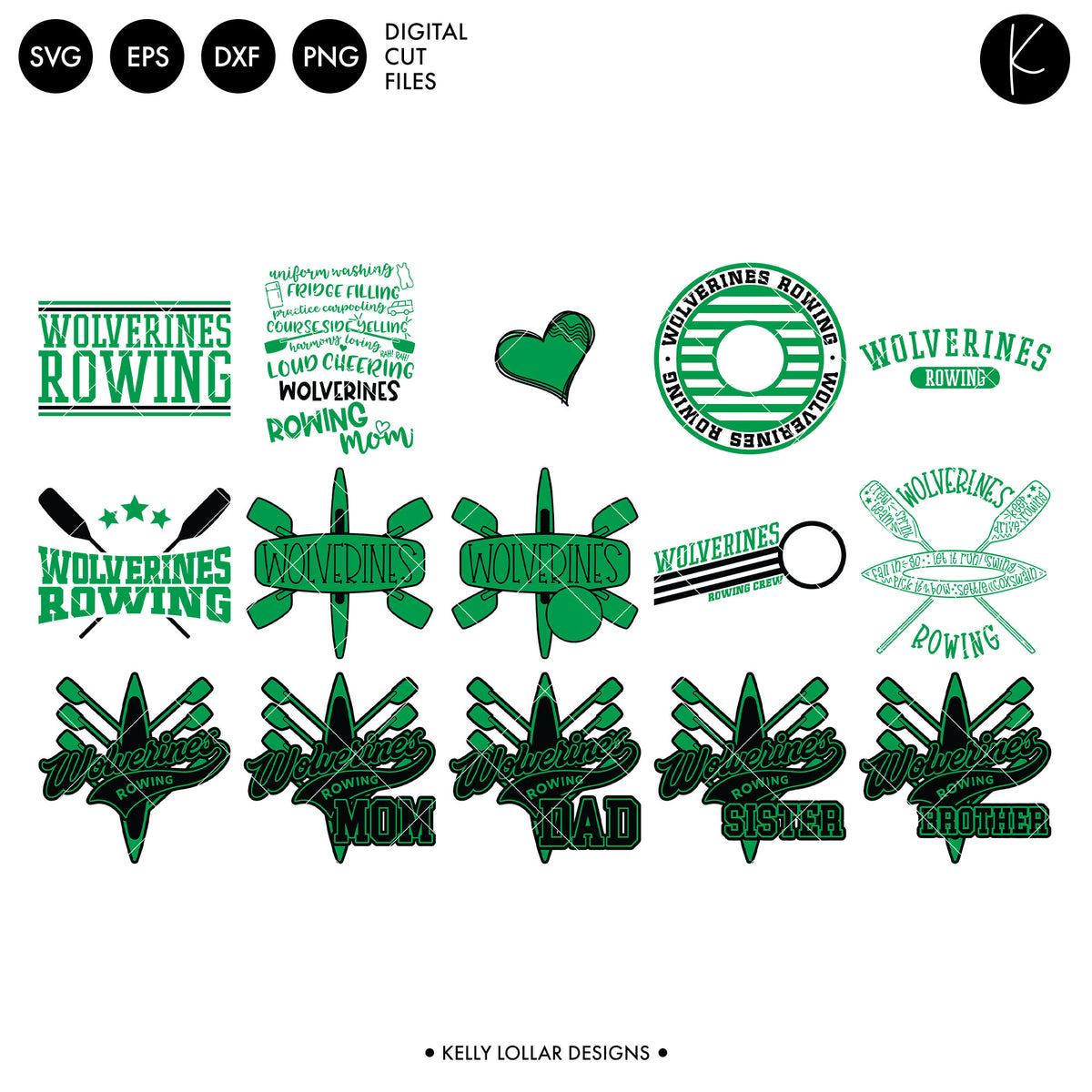 Wolverines Rowing Crew Bundle | SVG DXF EPS PNG Cut Files