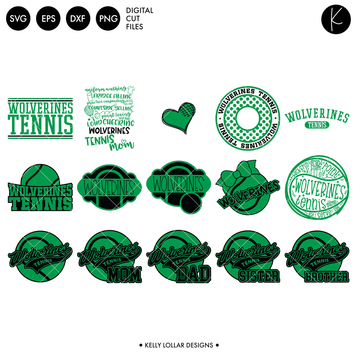 Wolverines Tennis Bundle | SVG DXF EPS PNG Cut Files