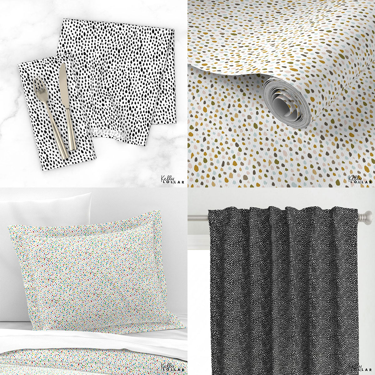 Inky Doodles Collection, Inky Dots Pattern by Kelly Lollar