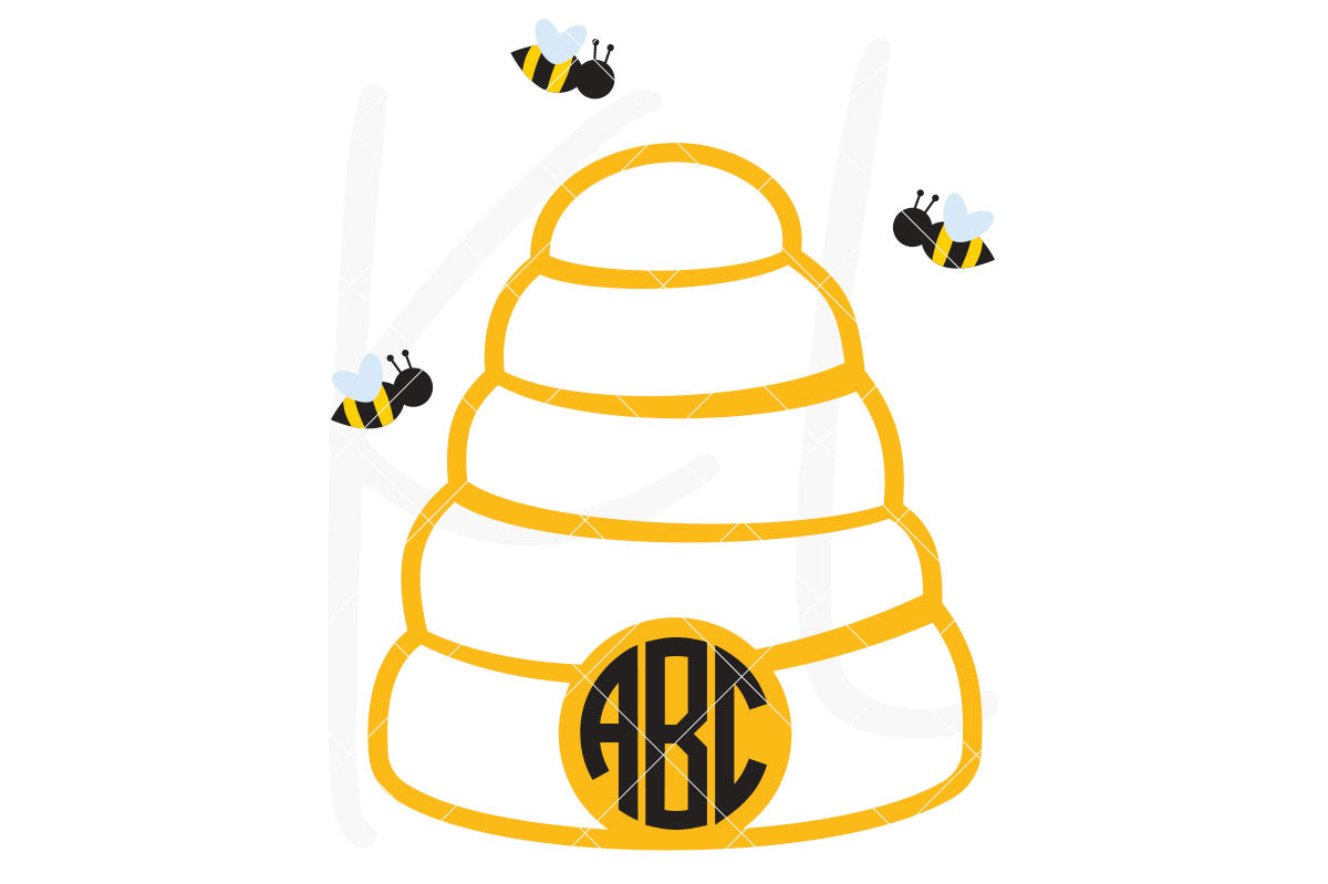 Beehive svg file used as a monogram frame without the solid base layer