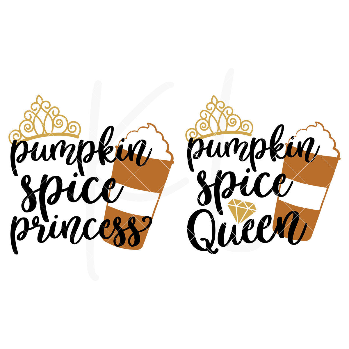 Pumpkin Spice Queen and Princess | SVG DXF EPS PNG Cut Files