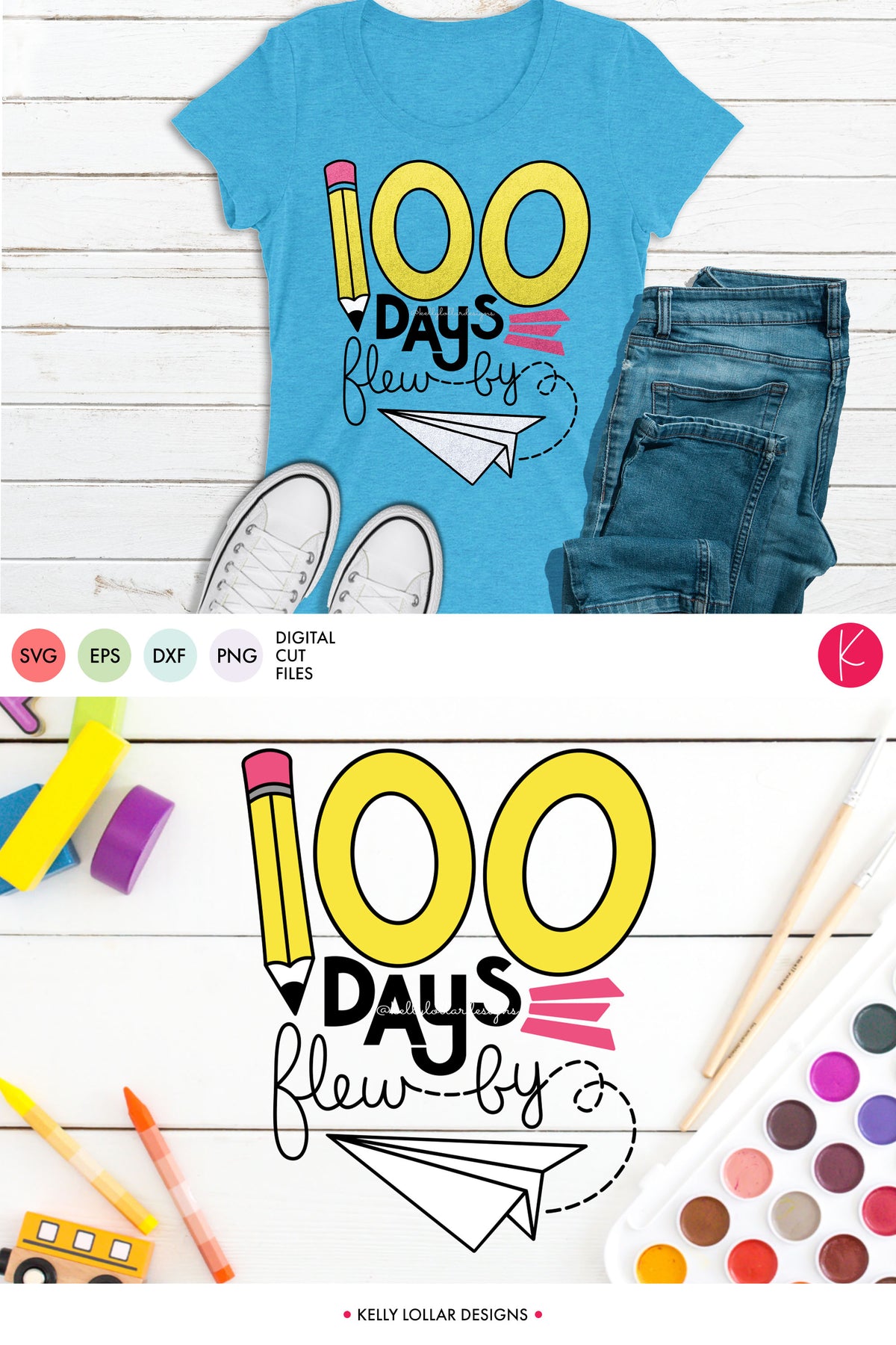100 Days Flew By | SVG DXF EPS PNG Cut Files