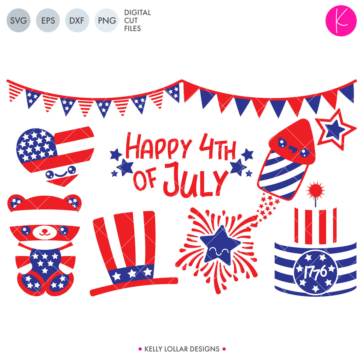 4th of July Character Pack | SVG DXF EPS PNG Cut Files
