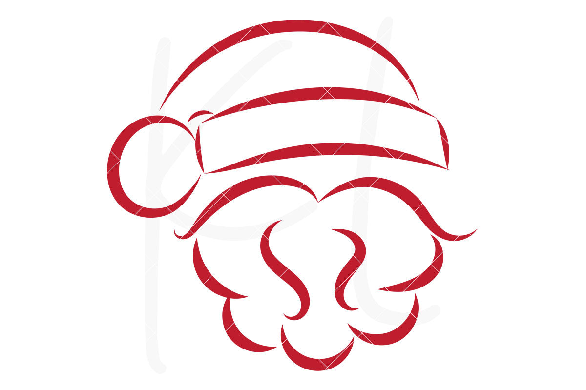 Abstract Santa svg file - Hand Sketched Abstract Style Santa Hat and Beard for Christmas Shirts, Decor and Decals | SVG DXF PNG Cut Files