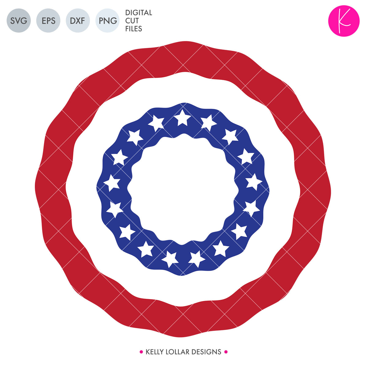 American Flag Bunting Monogram | SVG DXF EPS PNG Cut Files