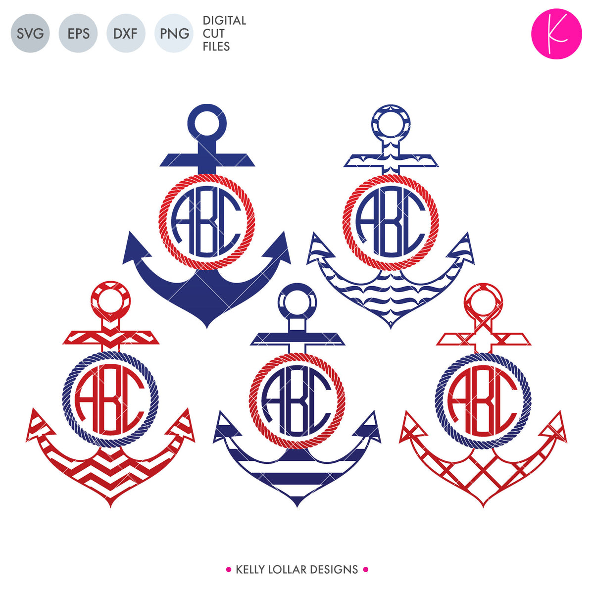Anchor Monogram Pack | SVG DXF EPS PNG Cut Files