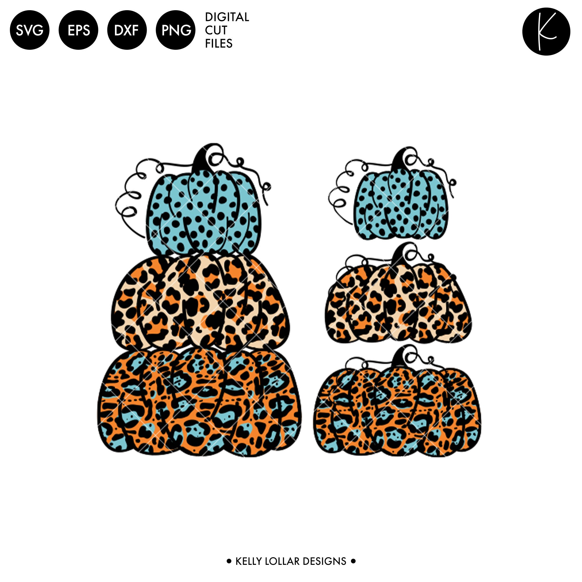 Animal Print Stacked Pumpkins | SVG DXF EPS PNG Cut Files