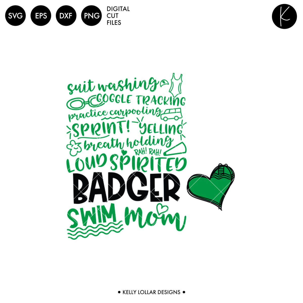 Badgers Swim Bundle | SVG DXF EPS PNG Cut Files