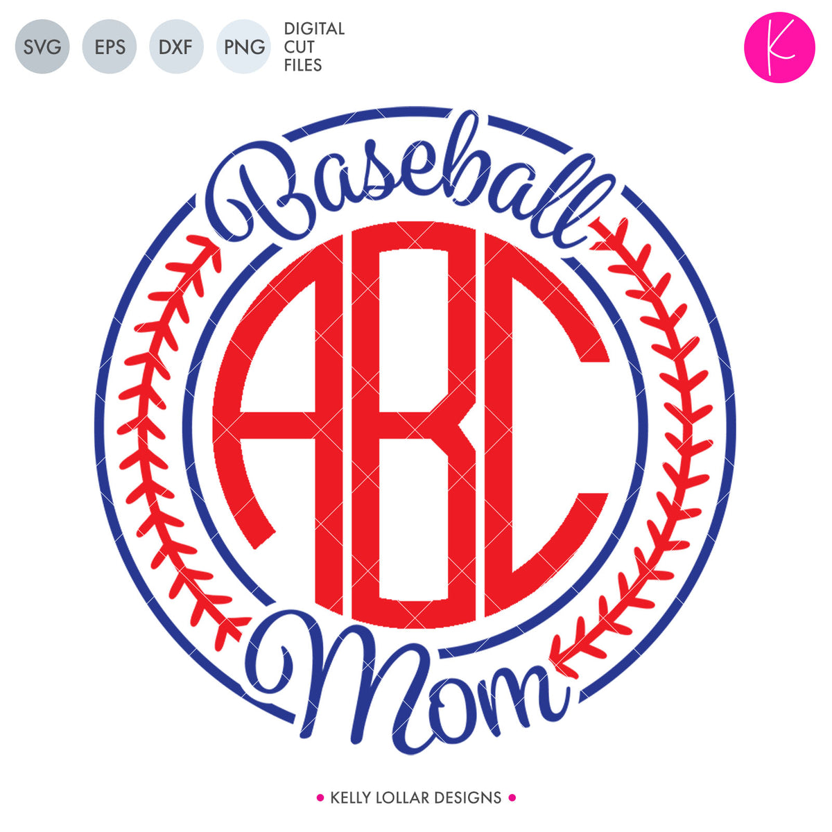 Baseball Mom Monogram Frame | SVG DXF EPS PNG Cut Files
