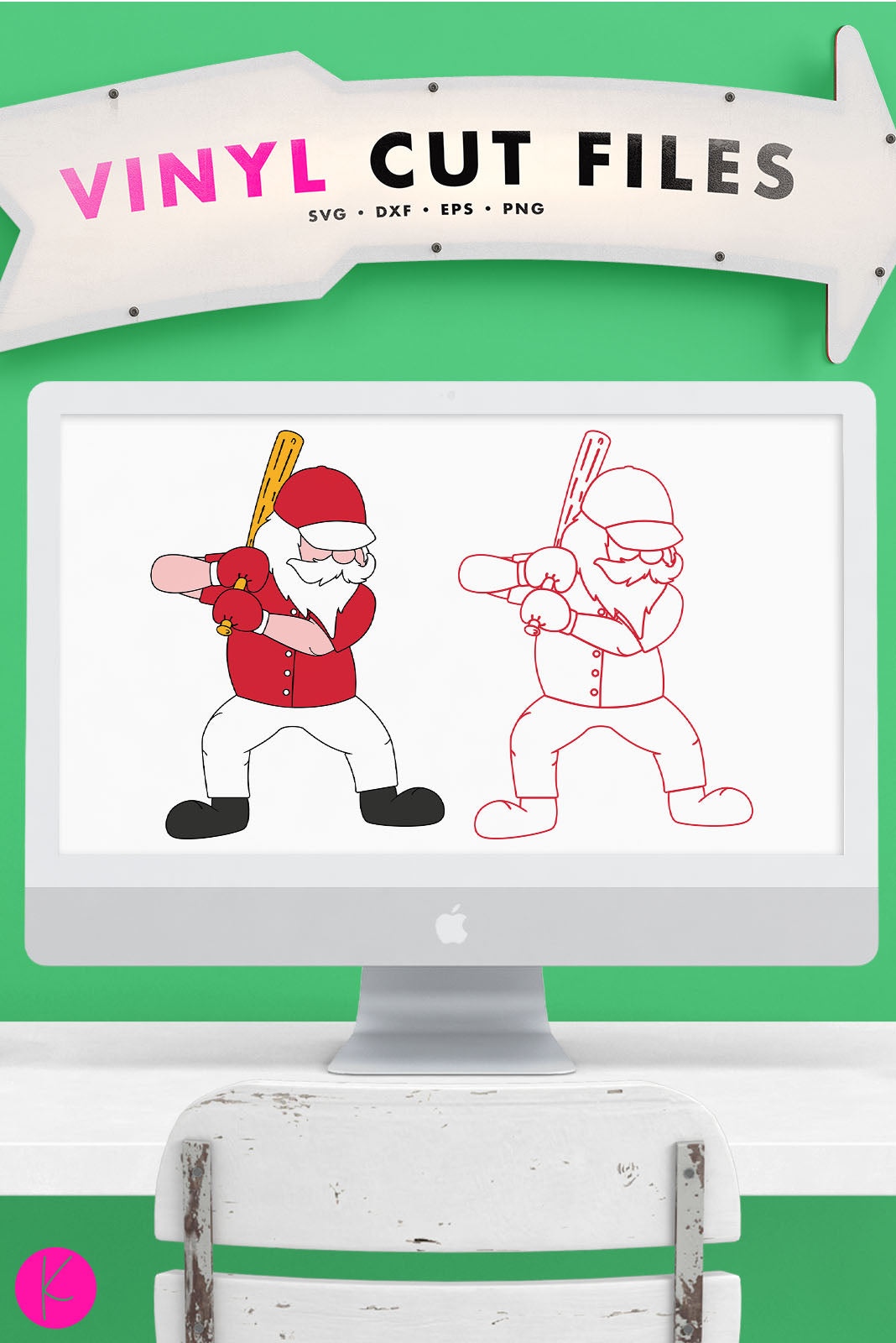 Baseball or Softball Santa Claus | SVG DXF EPS PNG Cut Files