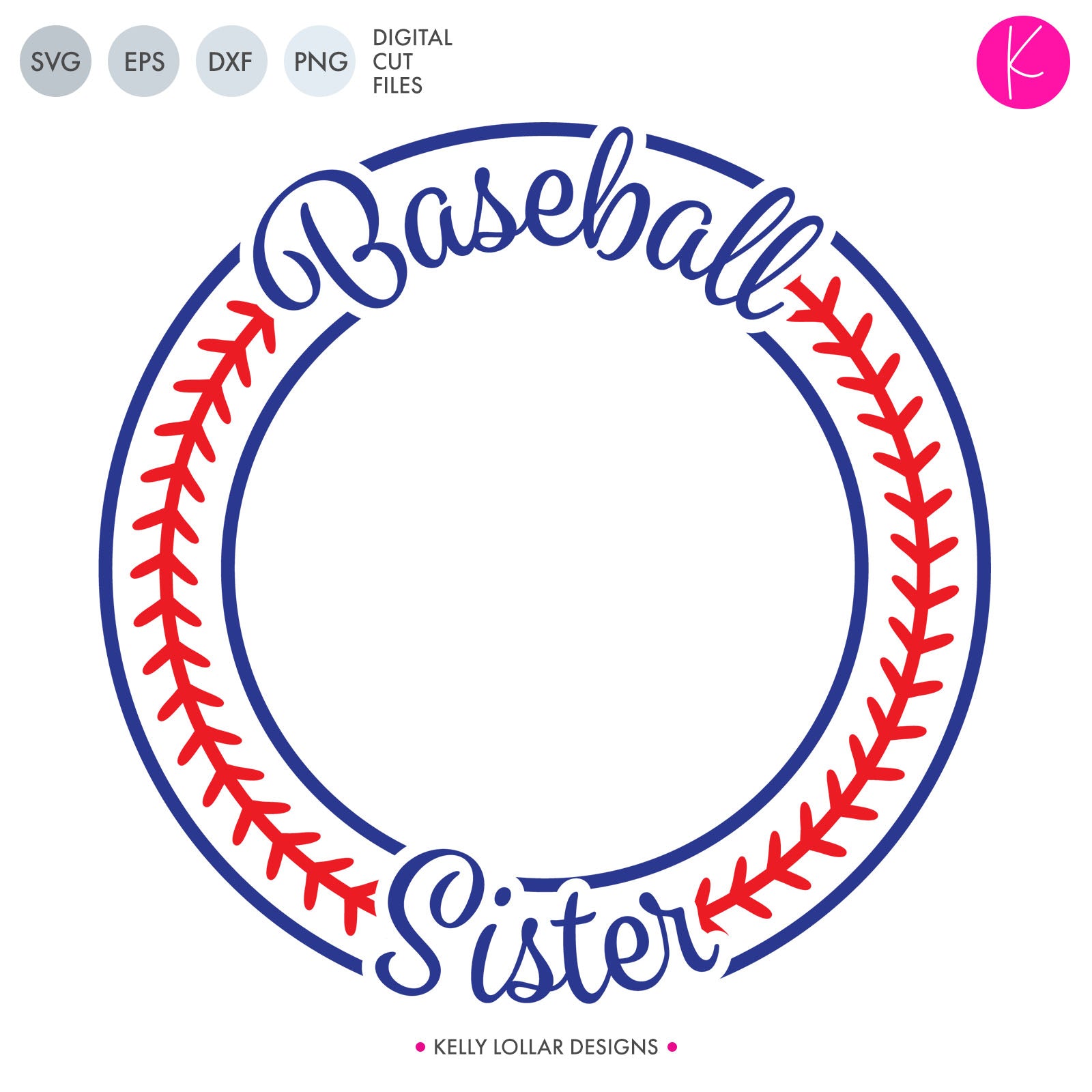 Baseball Sister Monogram Frame | SVG DXF EPS PNG Cut Files