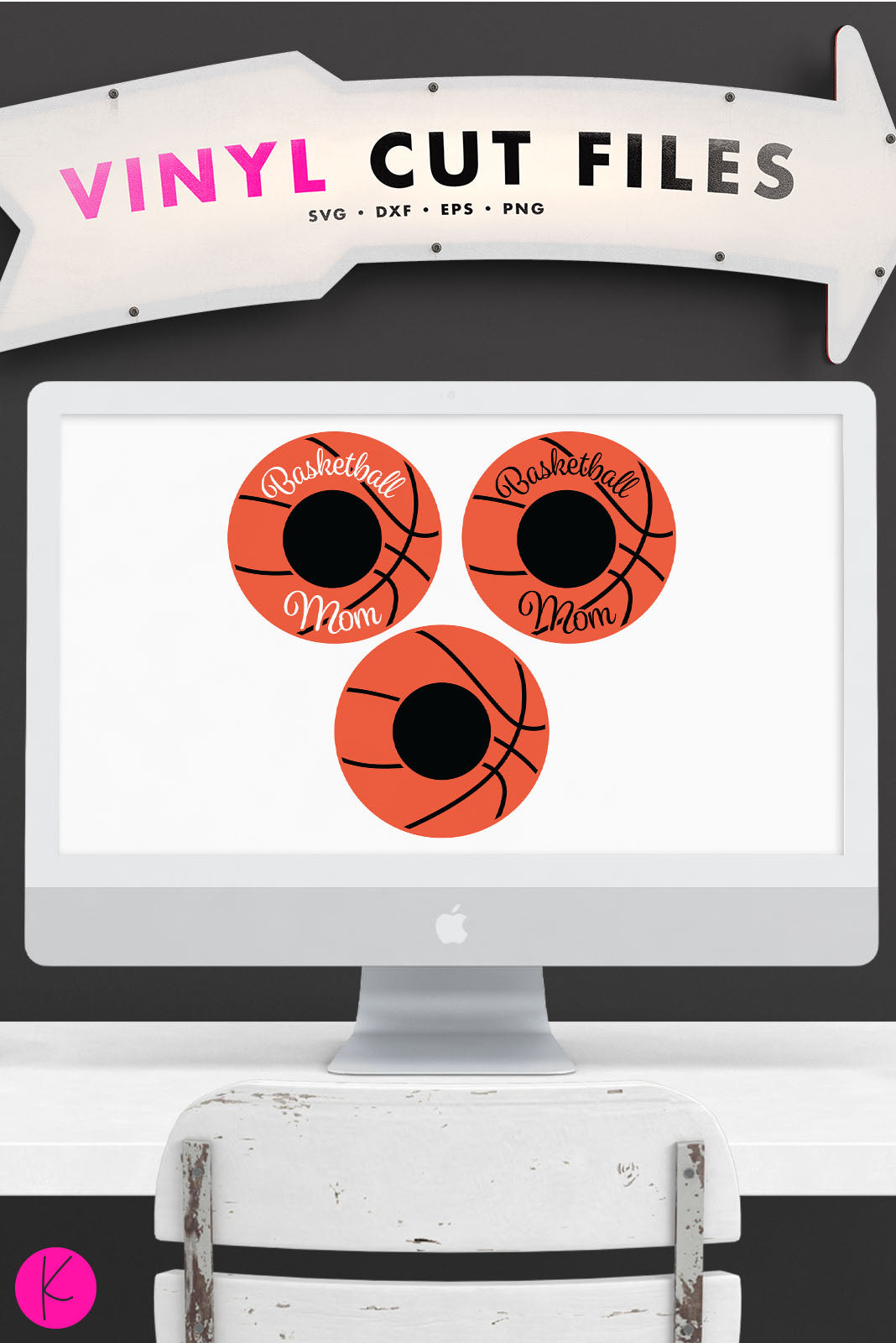 Basketball Mom Monogram | SVG DXF EPS PNG Cut Files