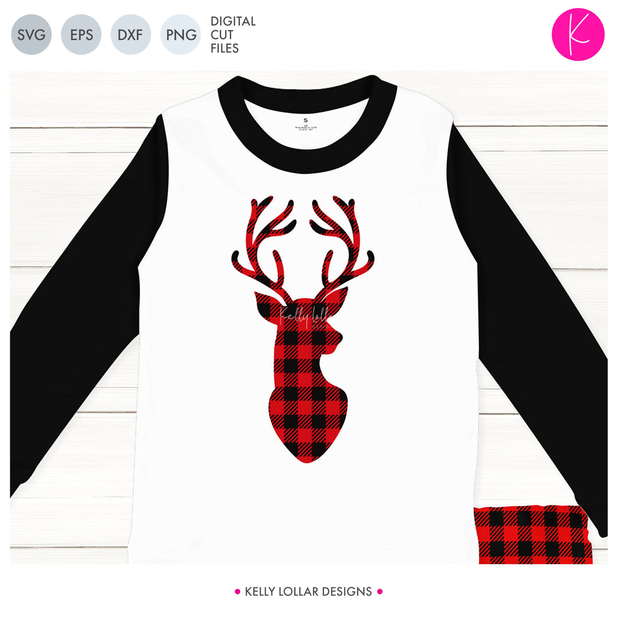 Buffalo Plaid Deer Bust | SVG DXF EPS PNG Cut Files