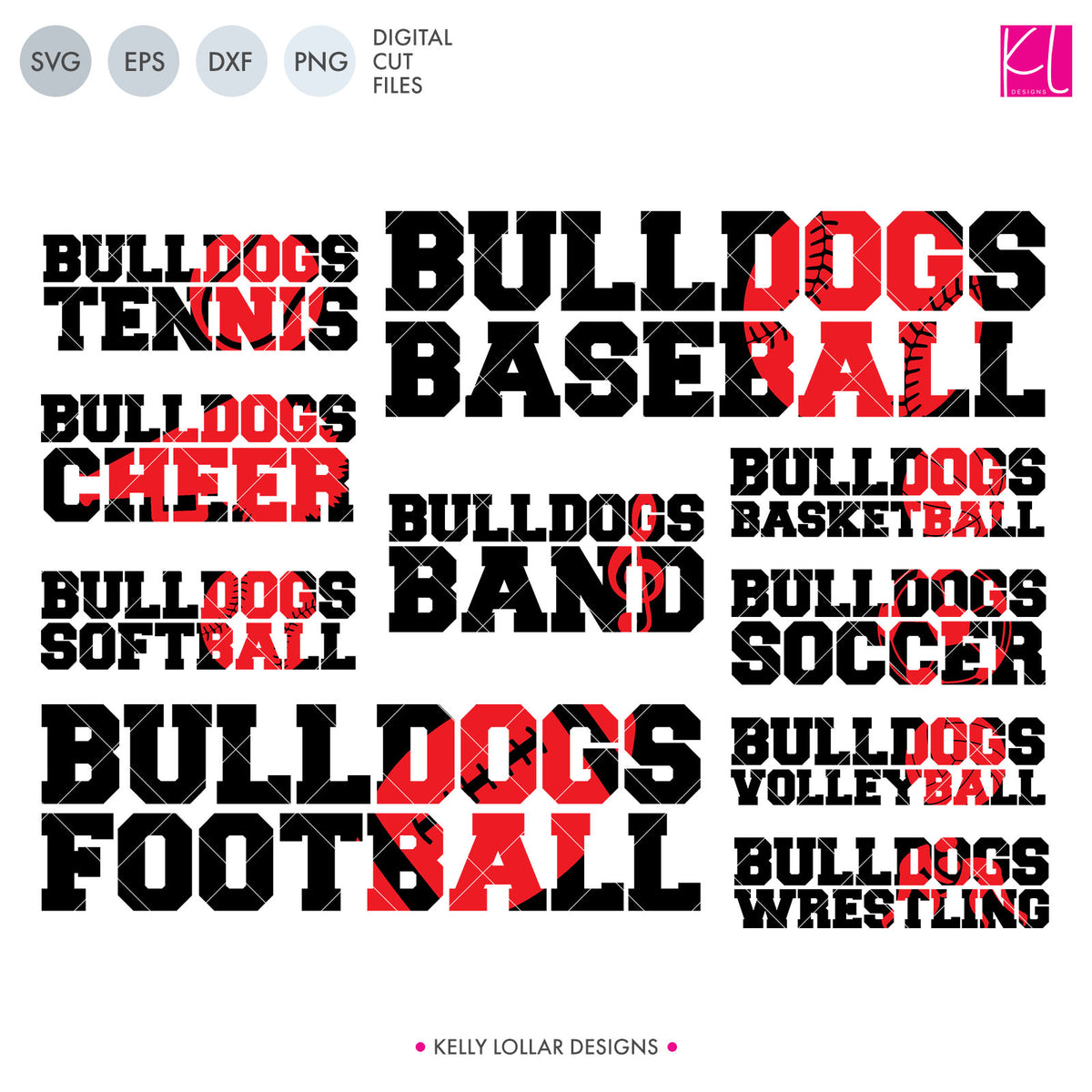 Bulldog Sports Pack | SVG DXF EPS PNG Cut Files