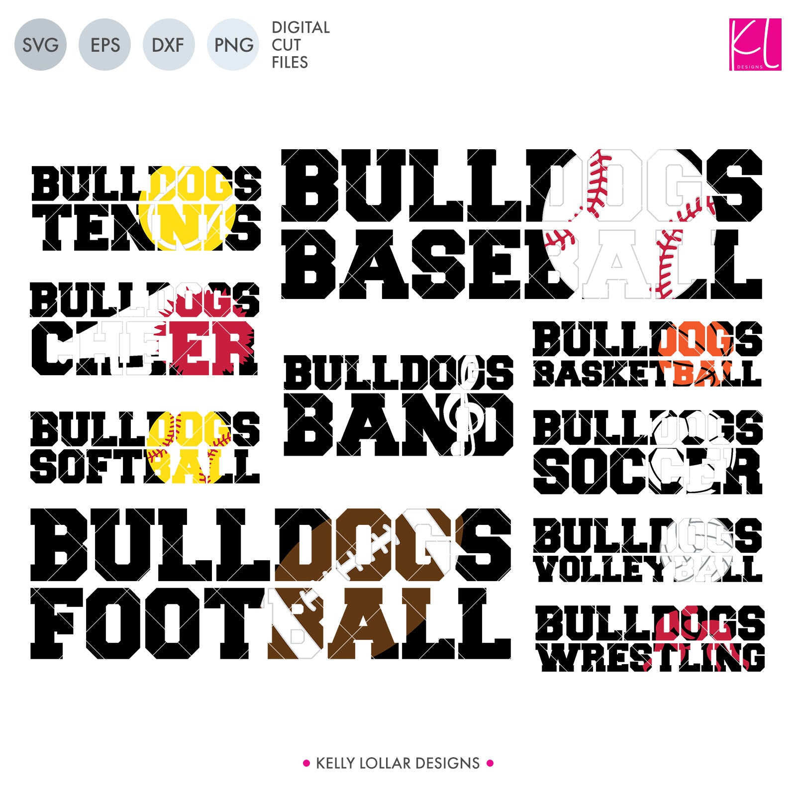 Bulldog Sports Pack | SVG DXF EPS PNG Cut Files