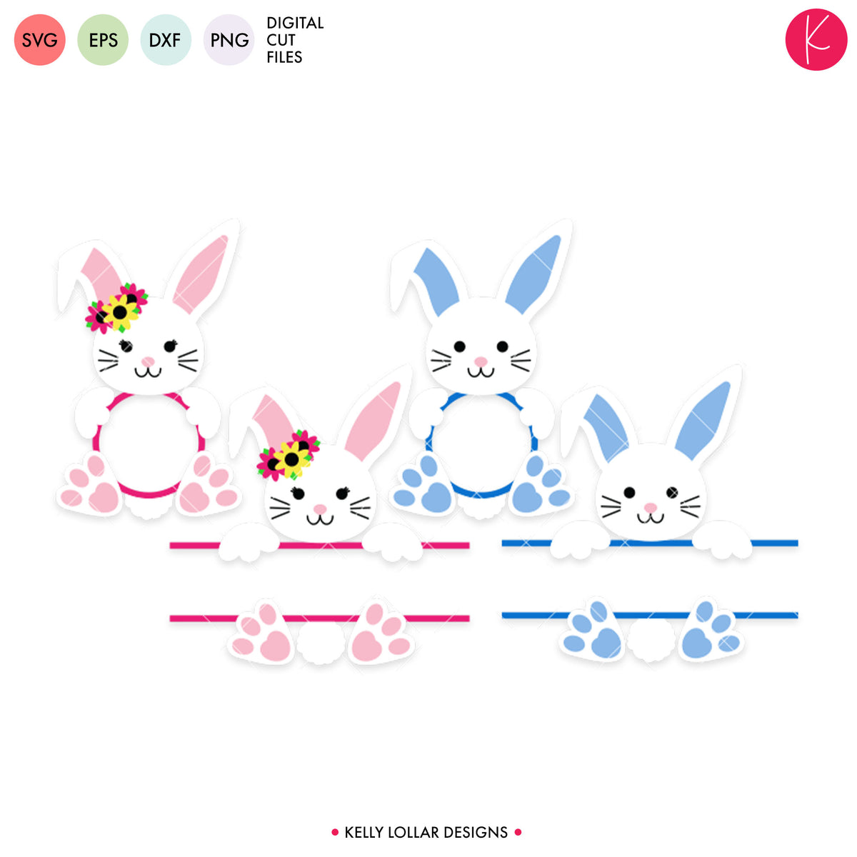 Bunny Monogram Frame Pack 2 | SVG DXF EPS PNG Cut Files