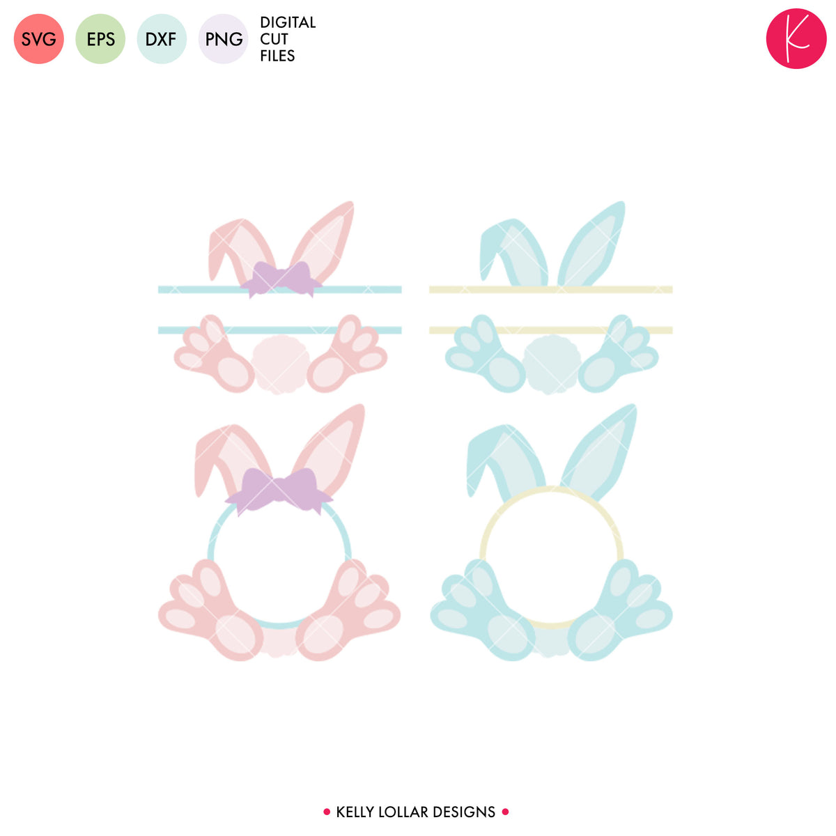 Bunny Monogram Frame Pack 1 | SVG DXF EPS PNG Cut Files