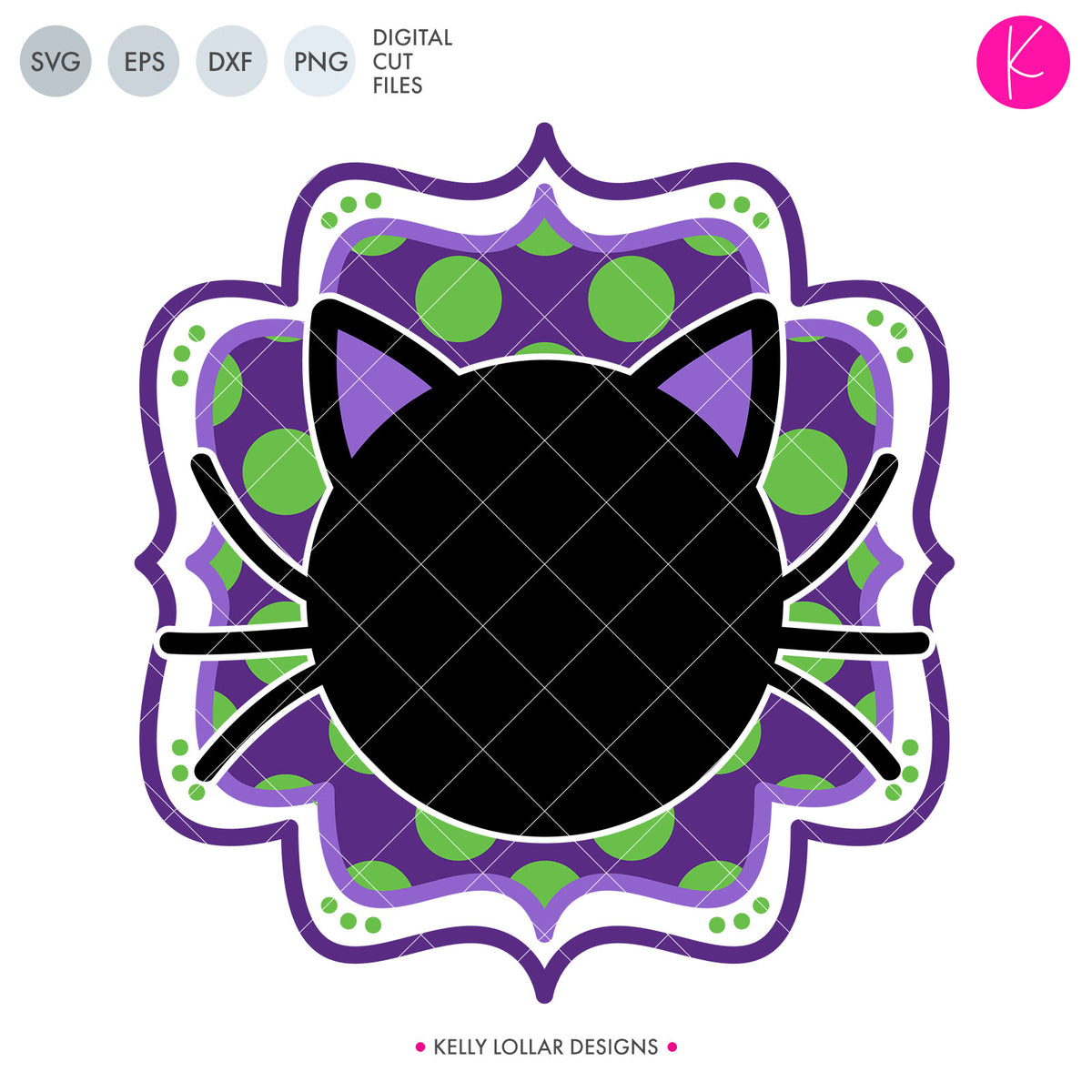 Black Cat Monogram Frame | SVG DXF EPS PNG Cut Files