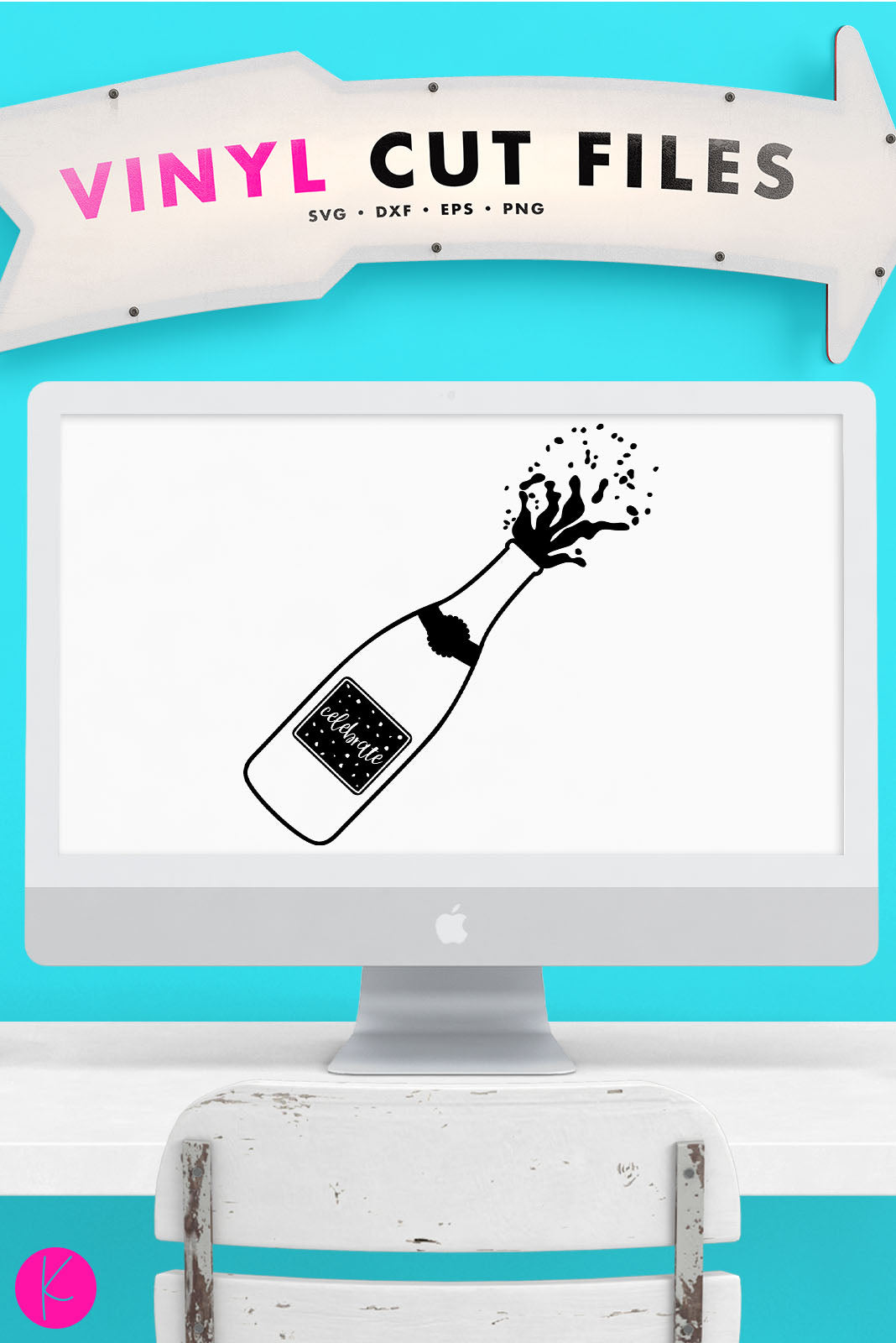Champagne Bottle | SVG DXF EPS PNG Cut Files