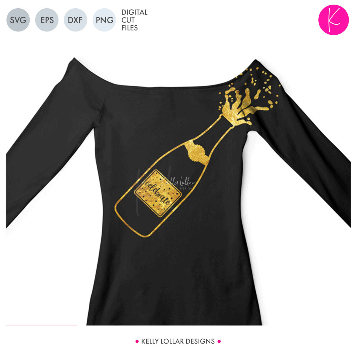 Champagne Bottle | SVG DXF EPS PNG Cut Files