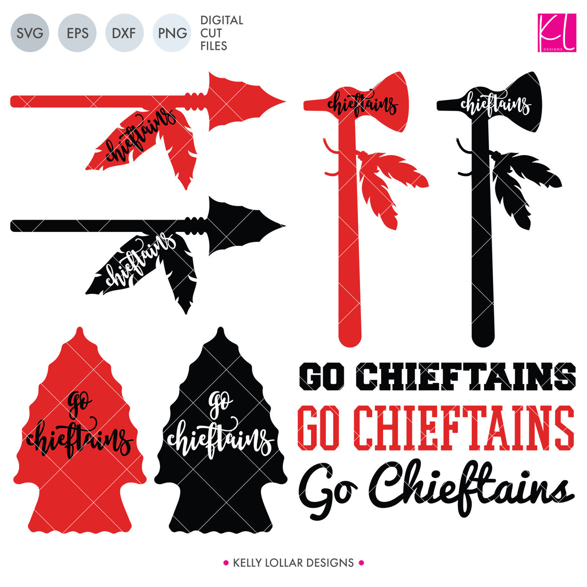 Chieftains Mascot Bundle | SVG DXF EPS PNG Cut Files