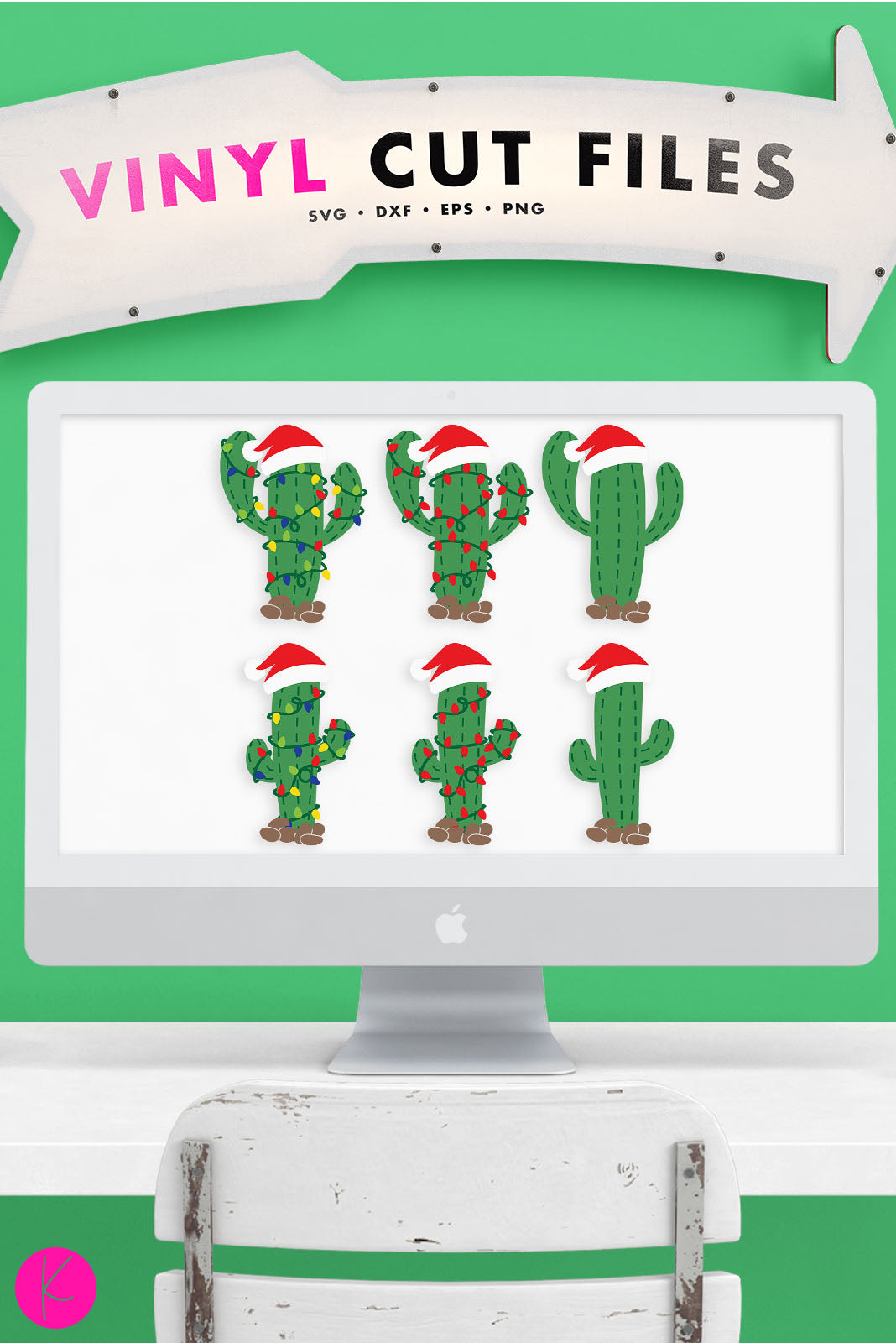 Christmas Cactus Pack | SVG DXF EPS PNG Cut Files