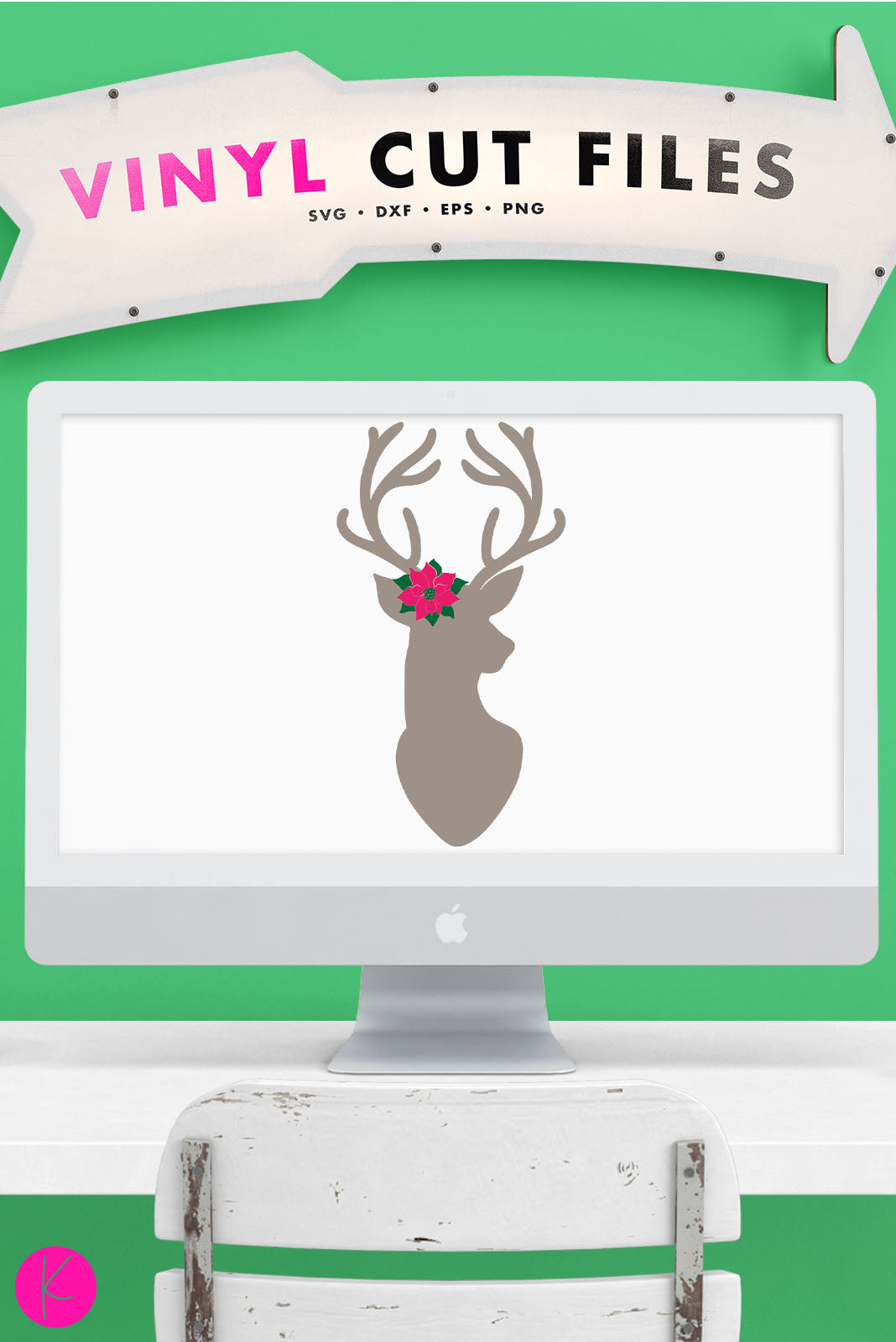 Christmas Deer Silhouette | SVG DXF EPS PNG Cut Files
