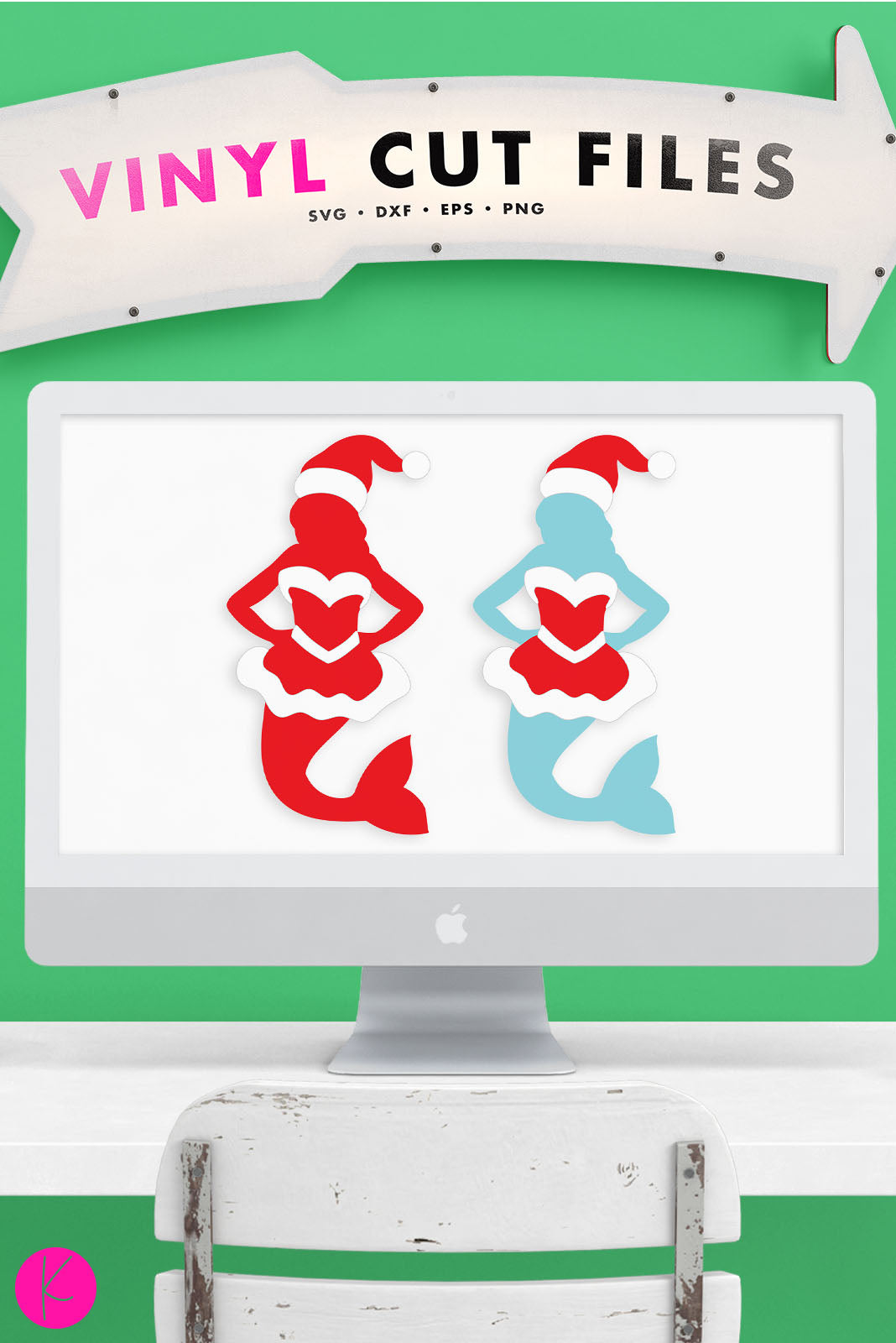 Christmas Mermaid | SVG DXF EPS PNG Cut Files