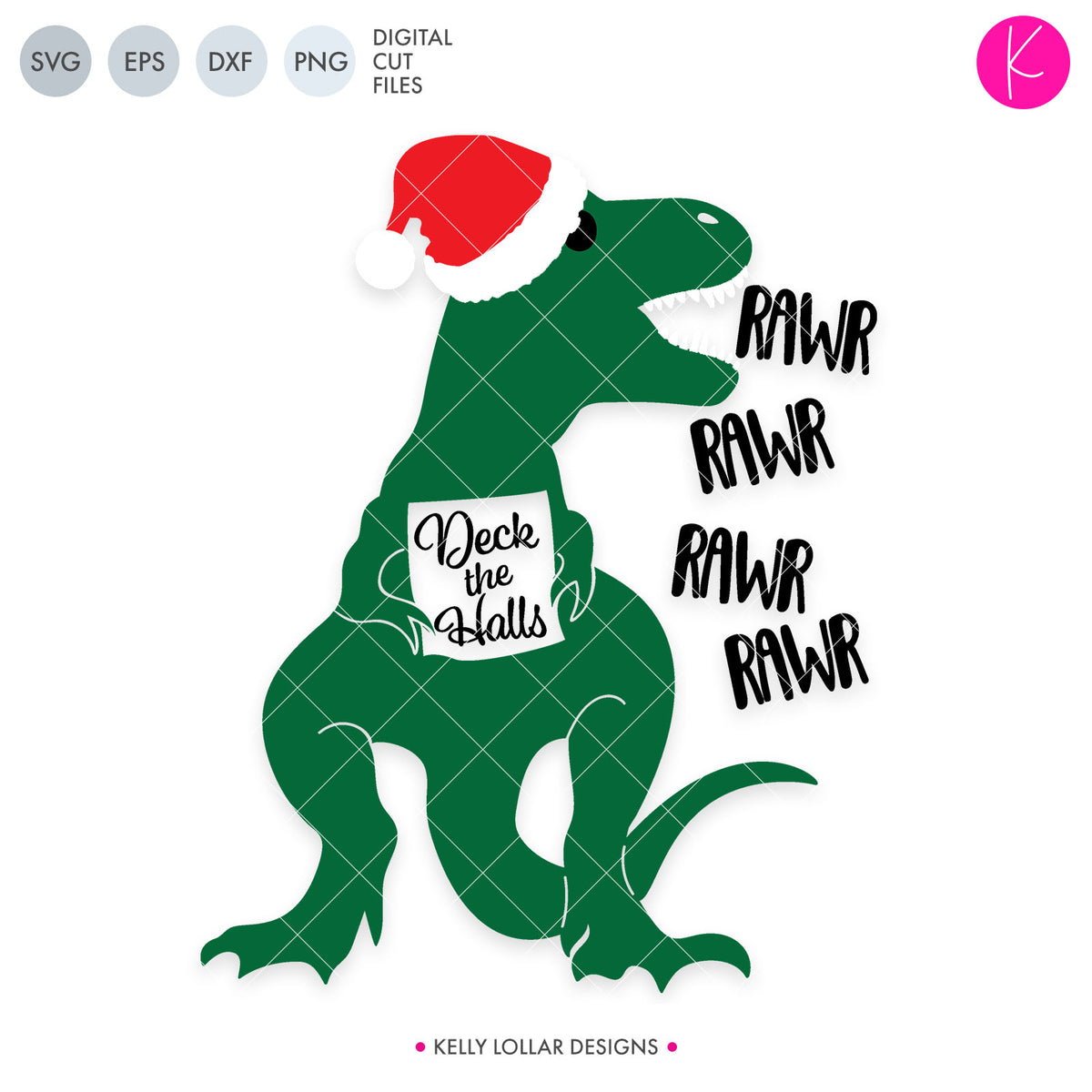 Caroling T-Rex | SVG DXF EPS PNG Cut Files