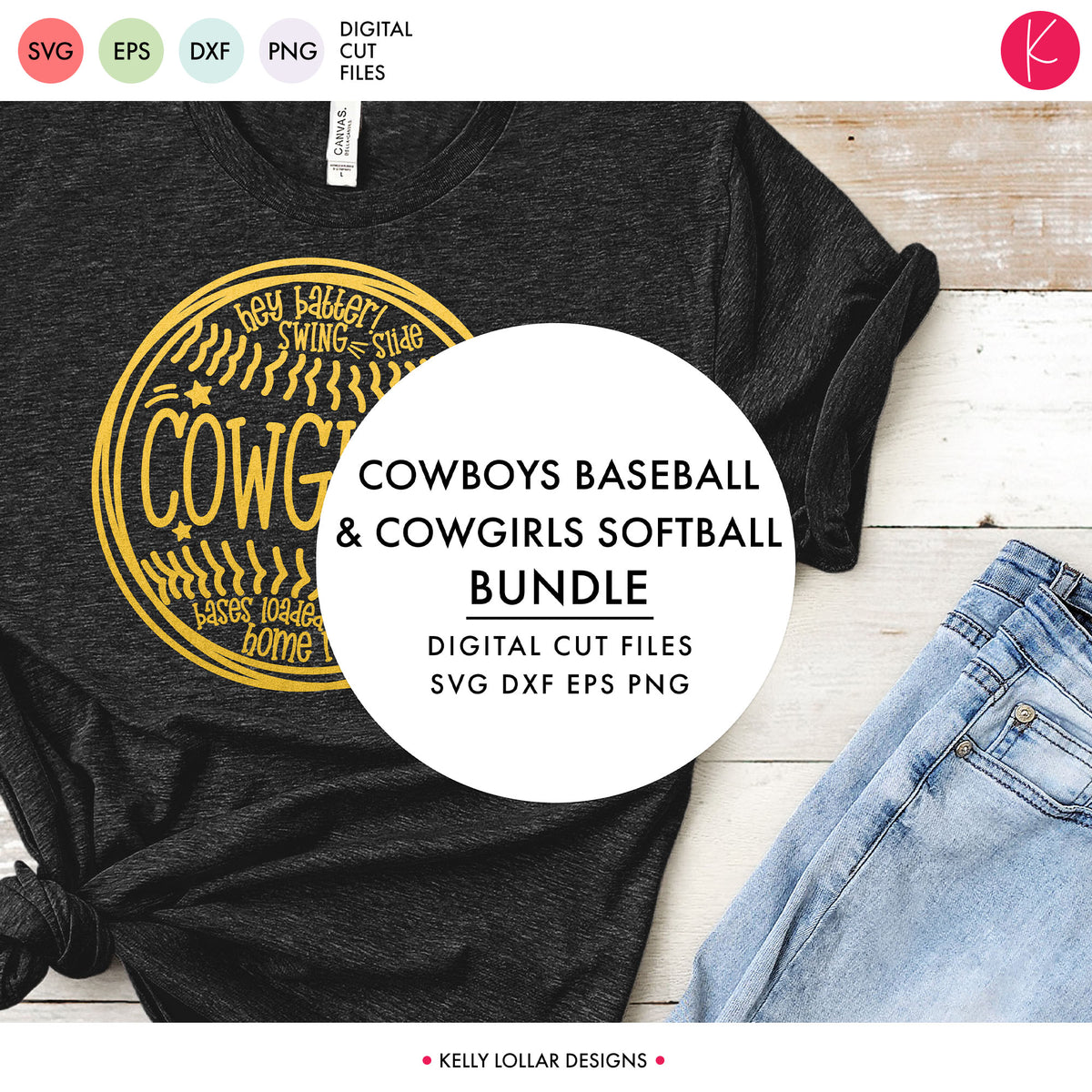 Cowboys Baseball &amp; Cowgirls Softball Bundle | SVG DXF EPS PNG Cut Files