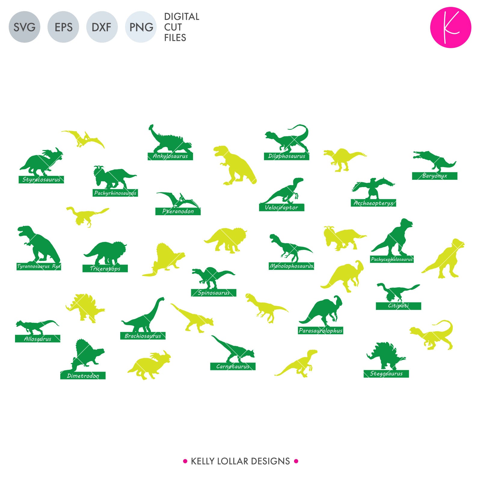 Dinosaur Silhouette Pack | SVG DXF EPS PNG Cut Files
