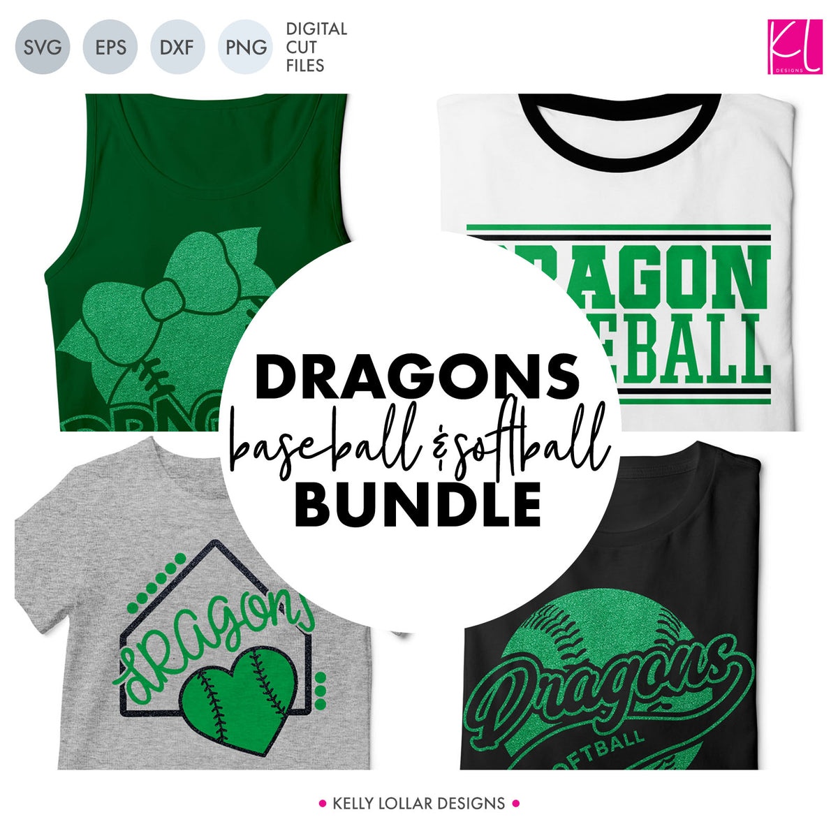 Dragons Baseball &amp; Softball Bundle | SVG DXF EPS PNG Cut Files