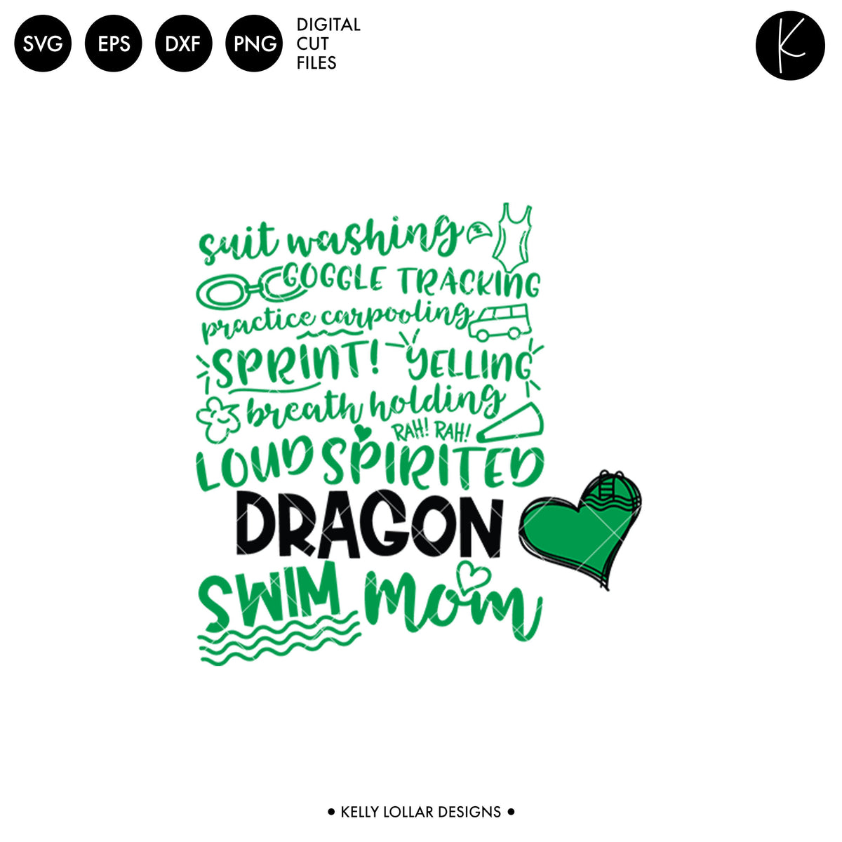 Dragons Swim Bundle | SVG DXF EPS PNG Cut Files