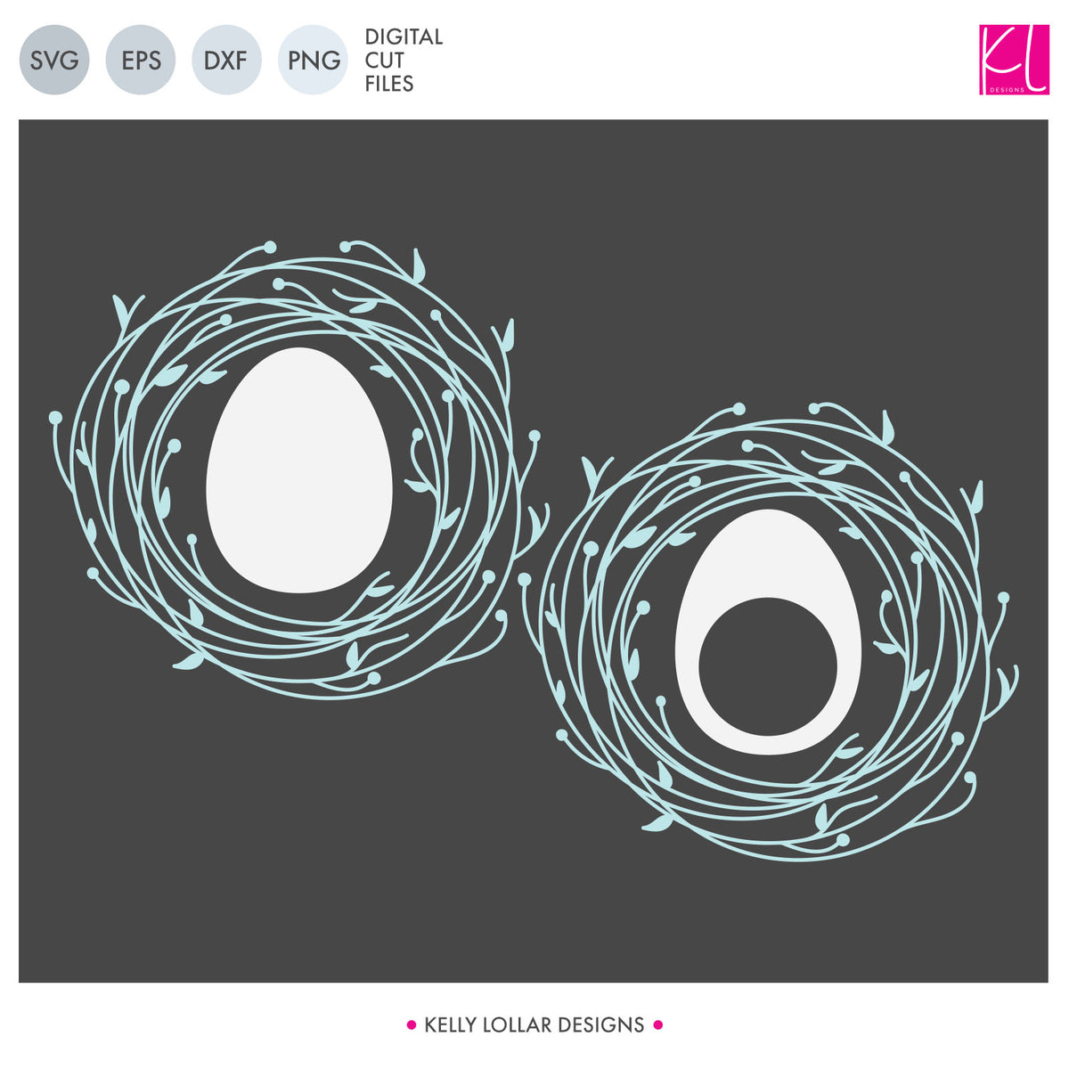 Egg and Nest Spring Monogram Frame | SVG DXF EPS PNG Cut Files