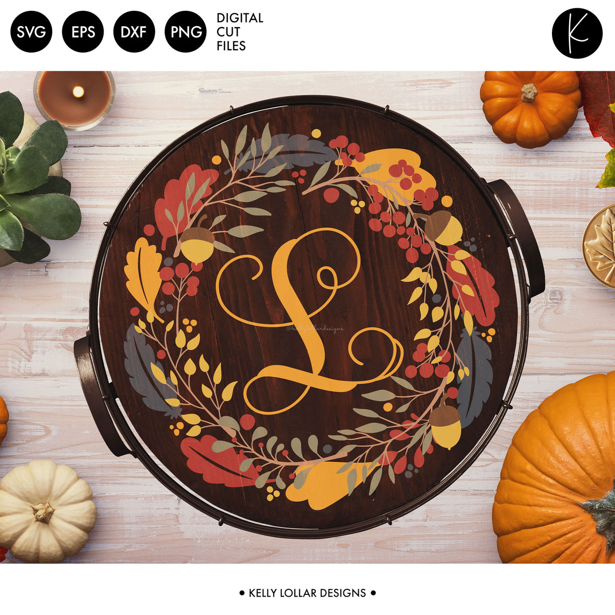 Fall Leaves Wreath | SVG DXF EPS PNG Cut Files