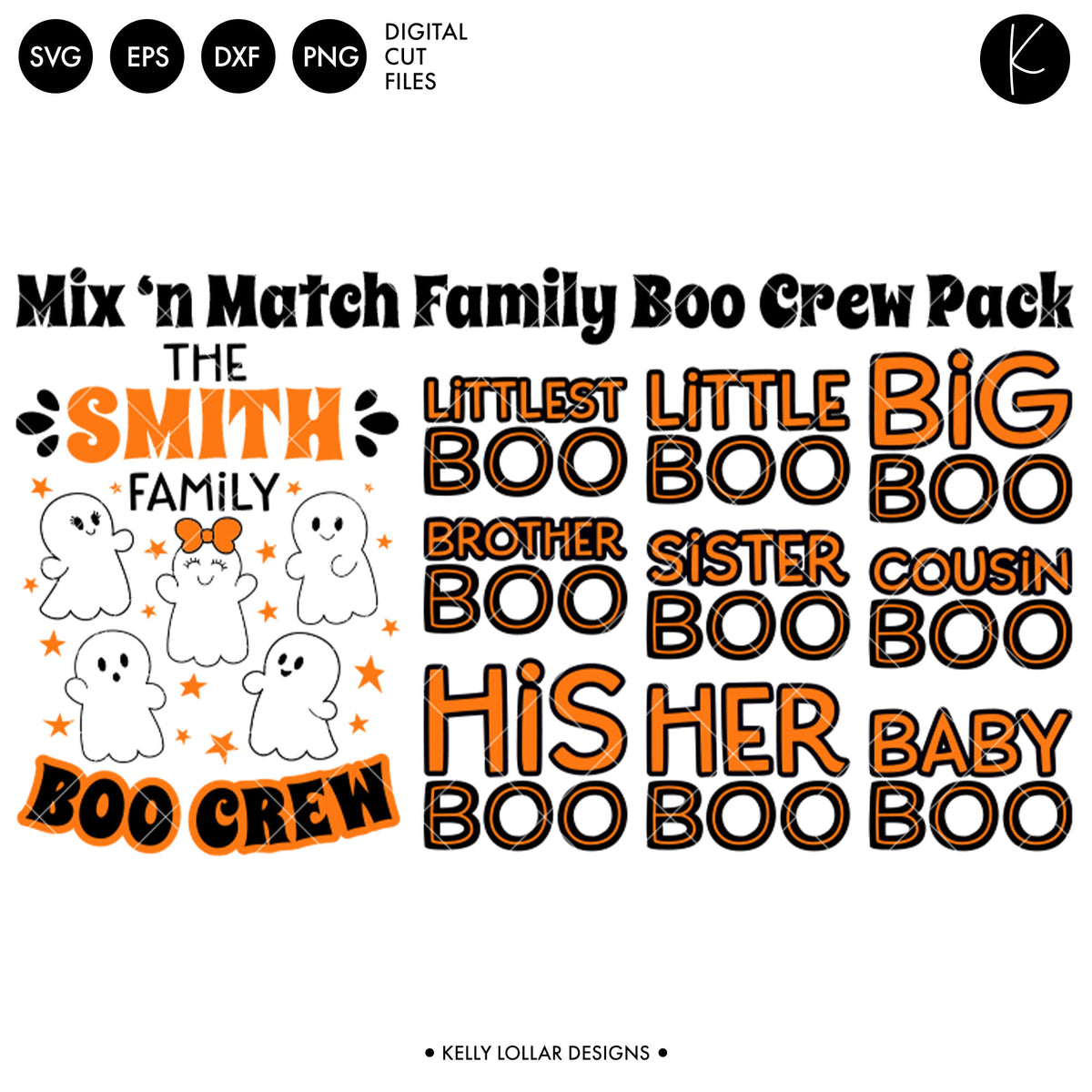 Family Boo Crew Pack | SVG DXF EPS PNG Cut Files