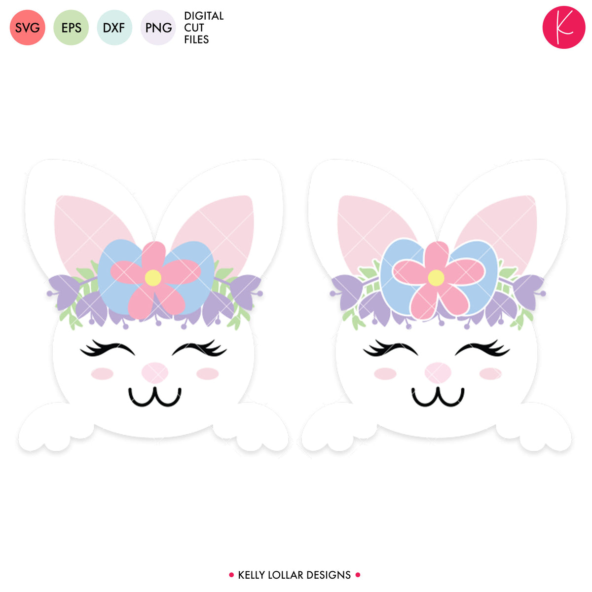 Floral Crown Easter Bunny | SVG DXF EPS PNG Cut Files