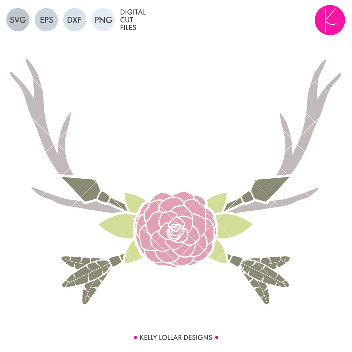 Flower and Arrow Frame | SVG DXF EPS PNG Cut Files