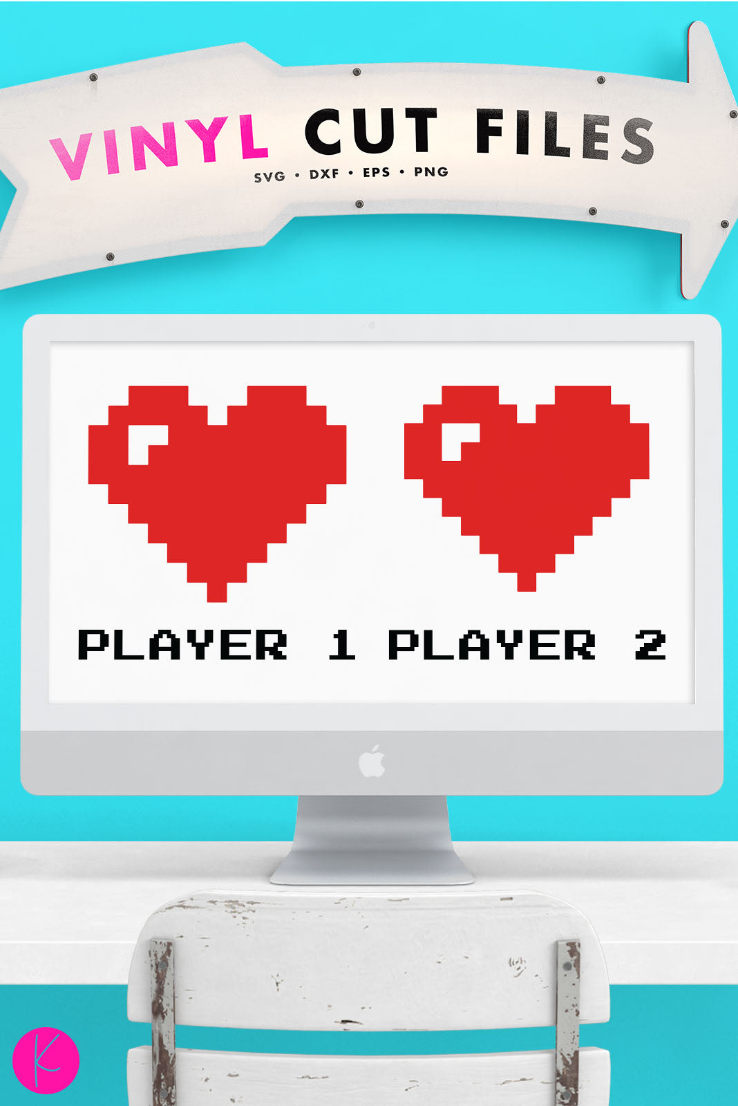 Player 1 &amp; 2 Gamer Couple | SVG DXF EPS PNG Cut Files