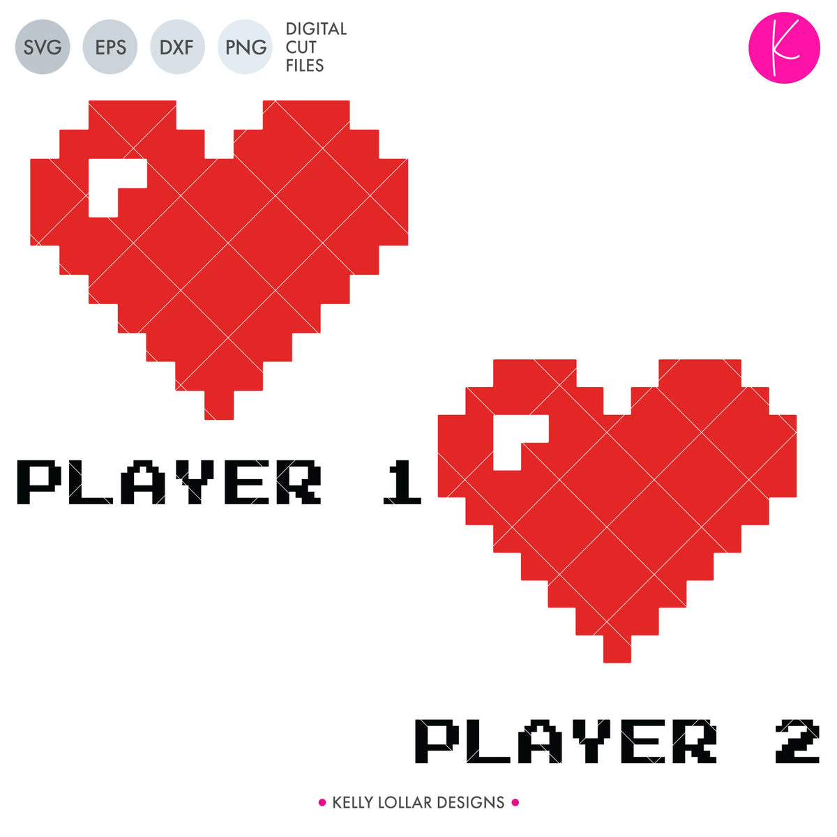 Player 1 &amp; 2 Gamer Couple | SVG DXF EPS PNG Cut Files