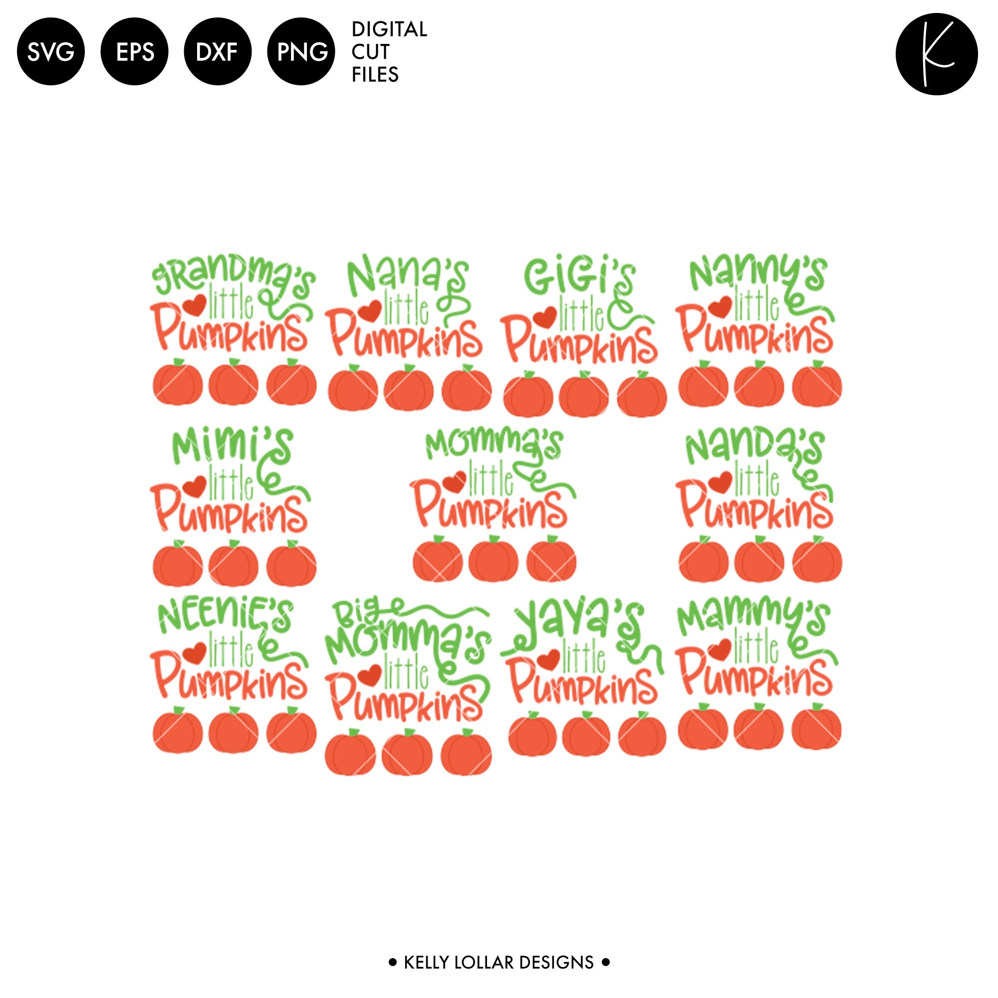 Grandma's Little Pumpkins | SVG DXF EPS PNG Cut Files