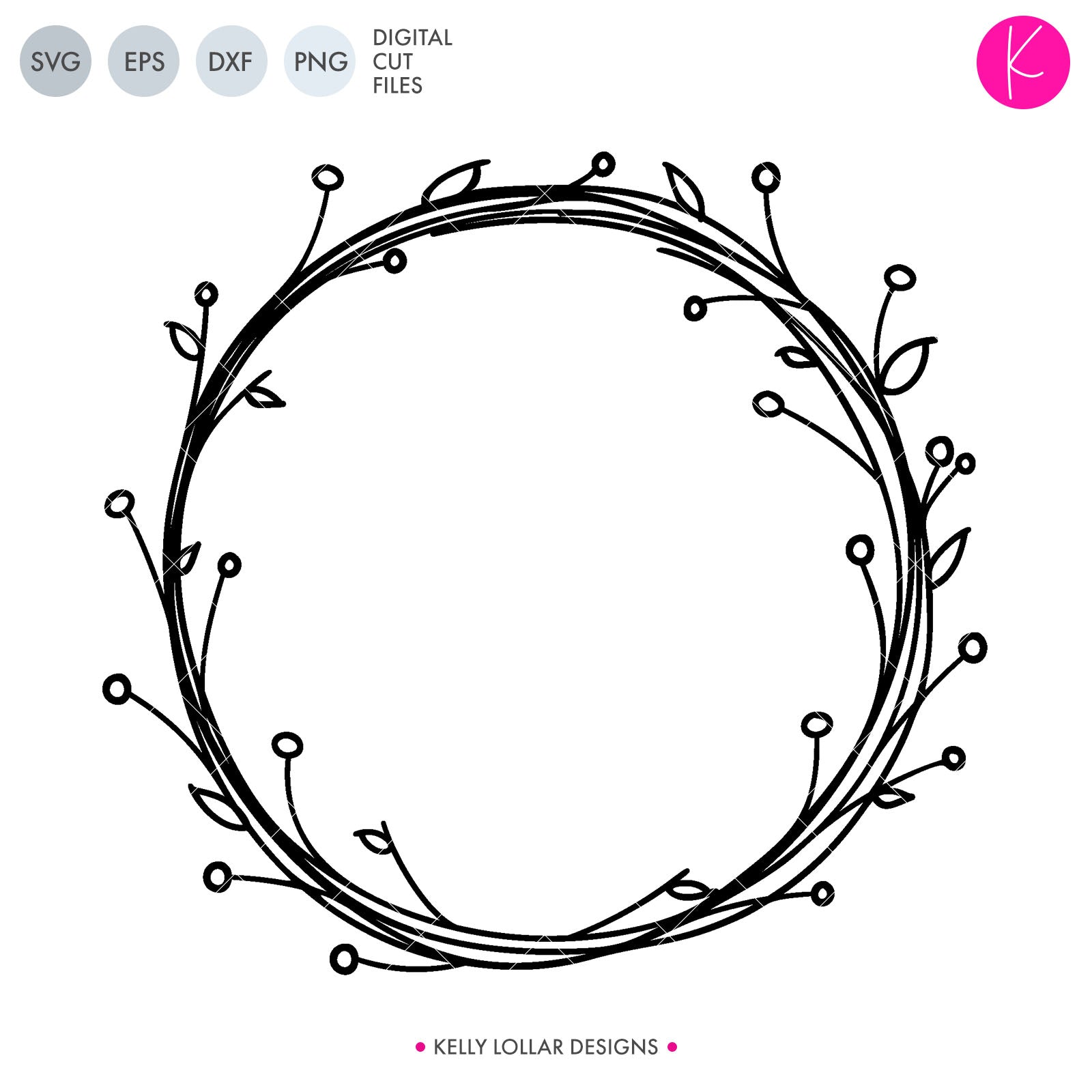 Circle Flower Monogram Frame SVG Cut File - So Fontsy