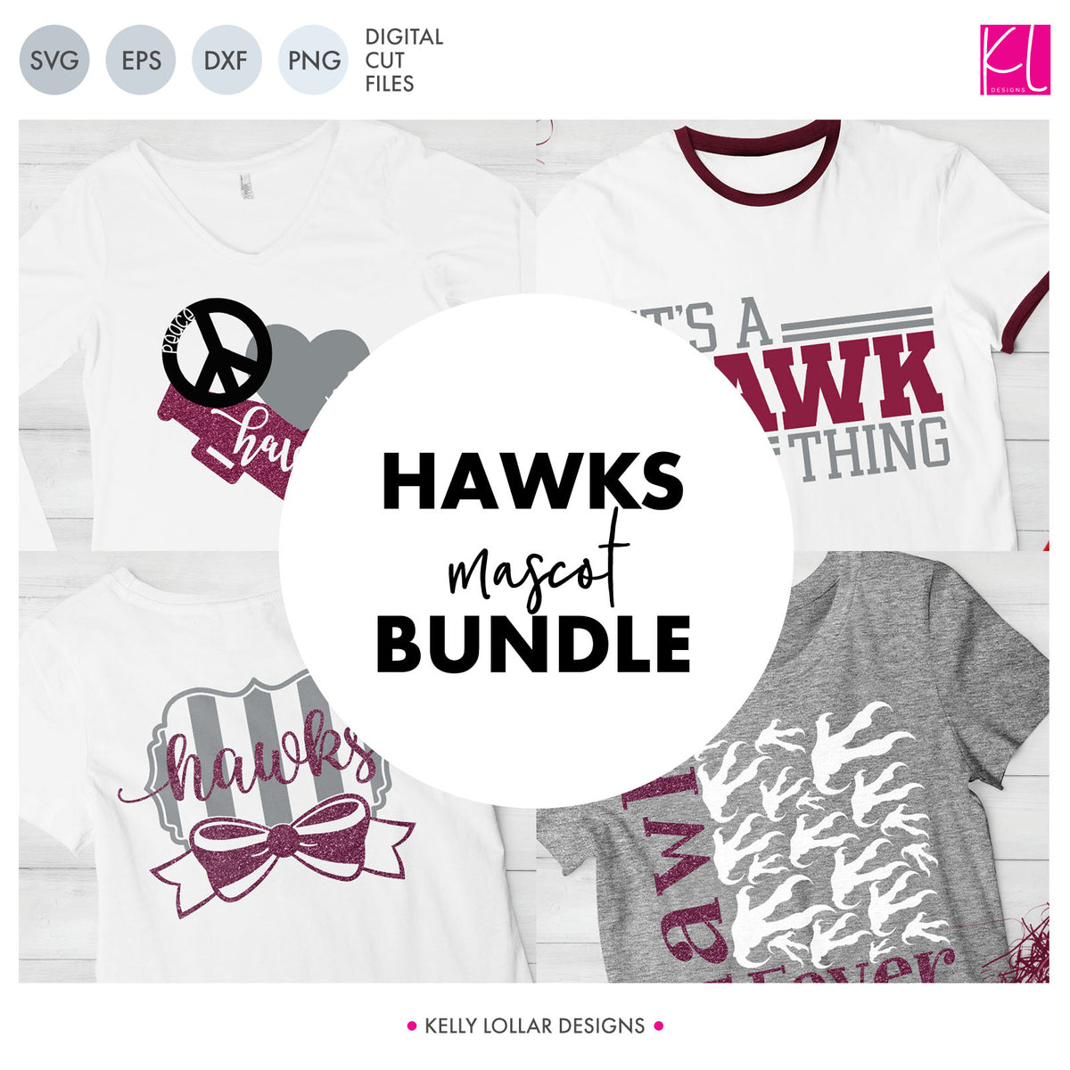 Hawks Mascot Bundle | SVG DXF EPS PNG Cut Files