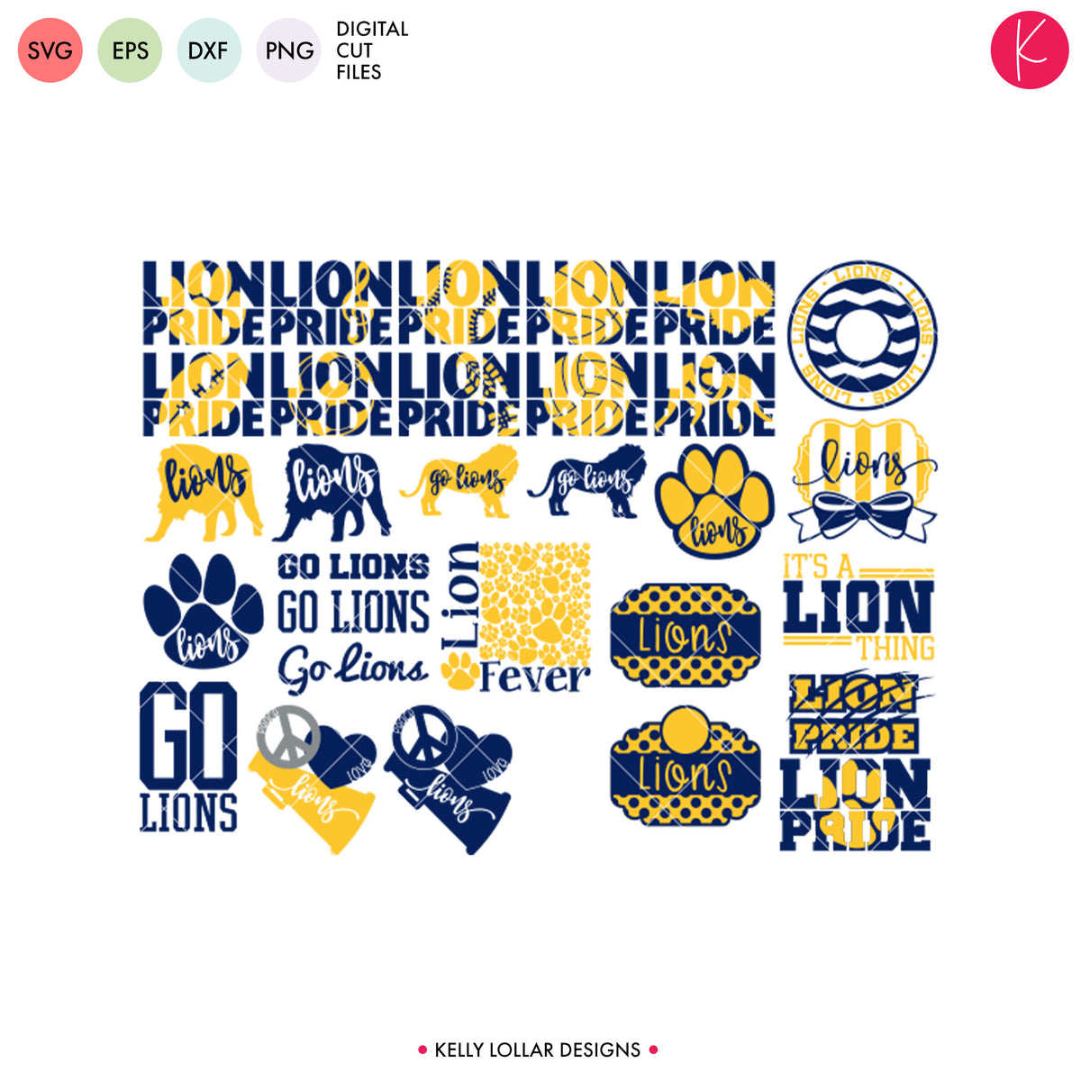 Lions Mascot Bundle | SVG DXF EPS PNG Cut Files