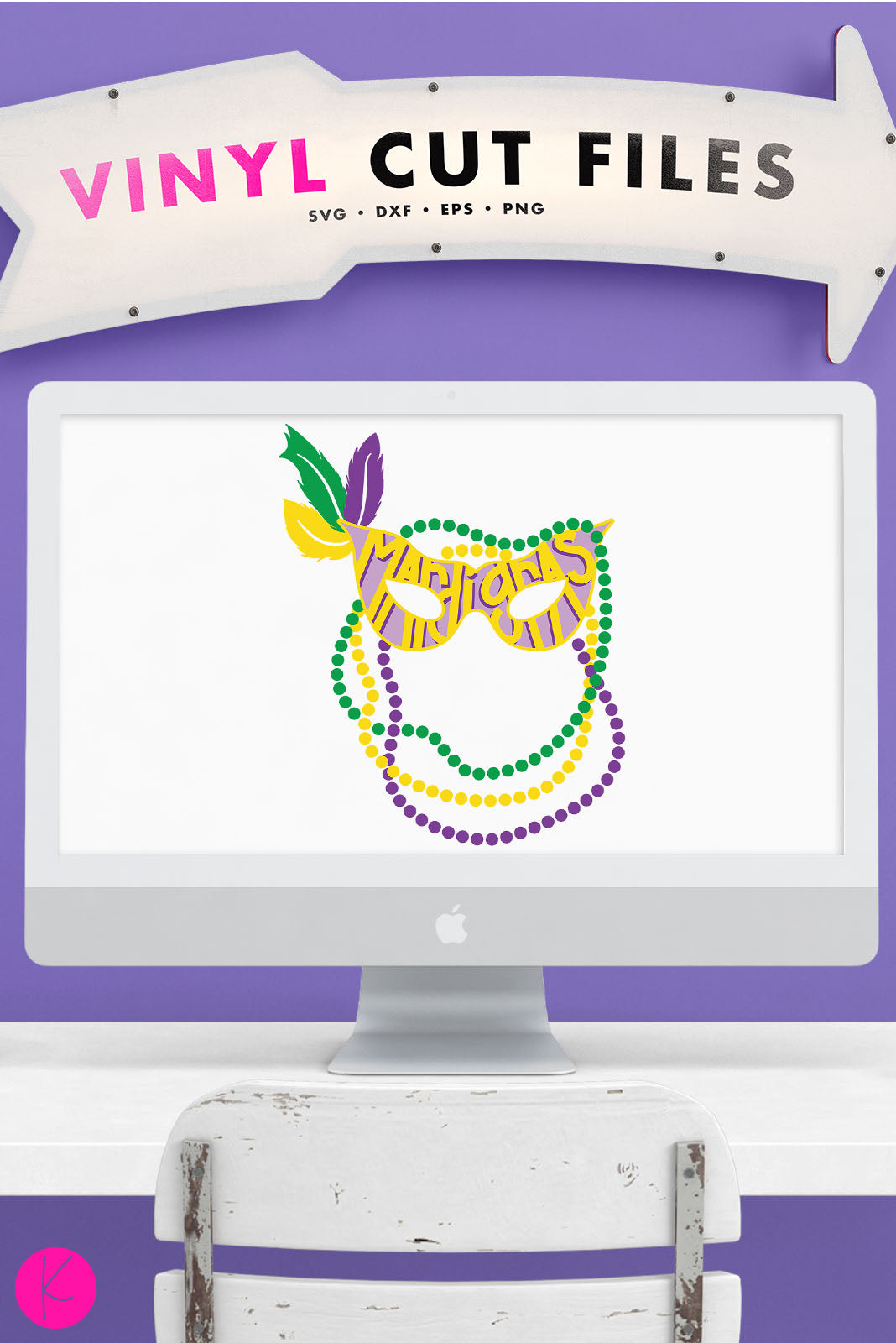 Mardi Gras Mask and Beads | SVG DXF EPS PNG Cut Files