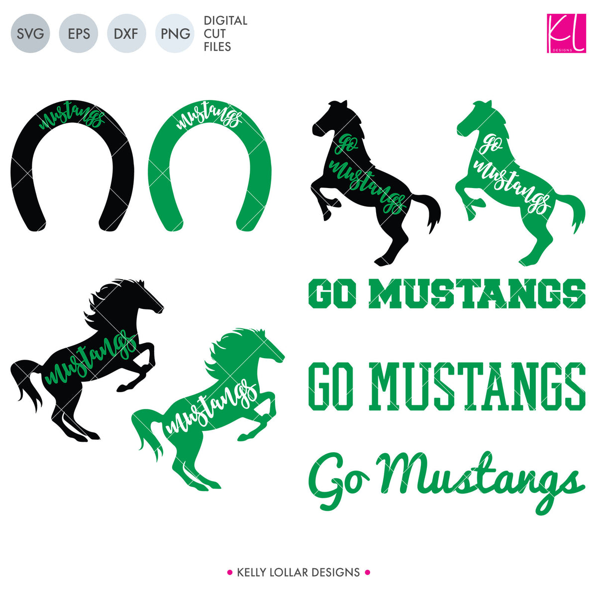 Mustangs Mascot Bundle | SVG DXF EPS PNG Cut Files