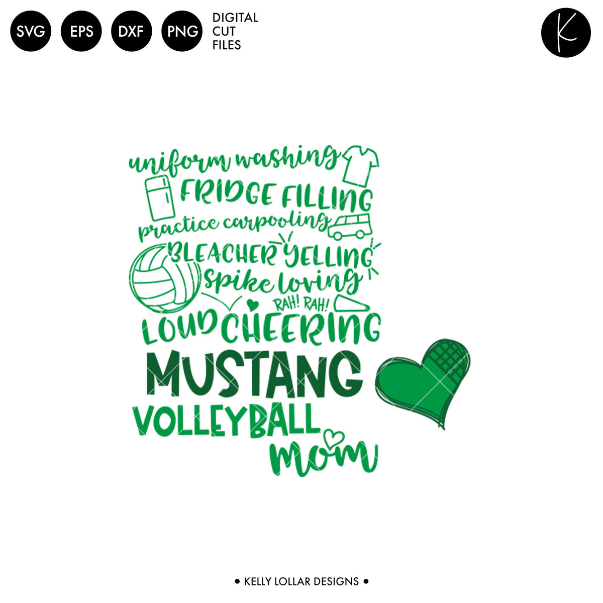 Mustangs Volleyball Bundle | SVG DXF EPS PNG Cut Files